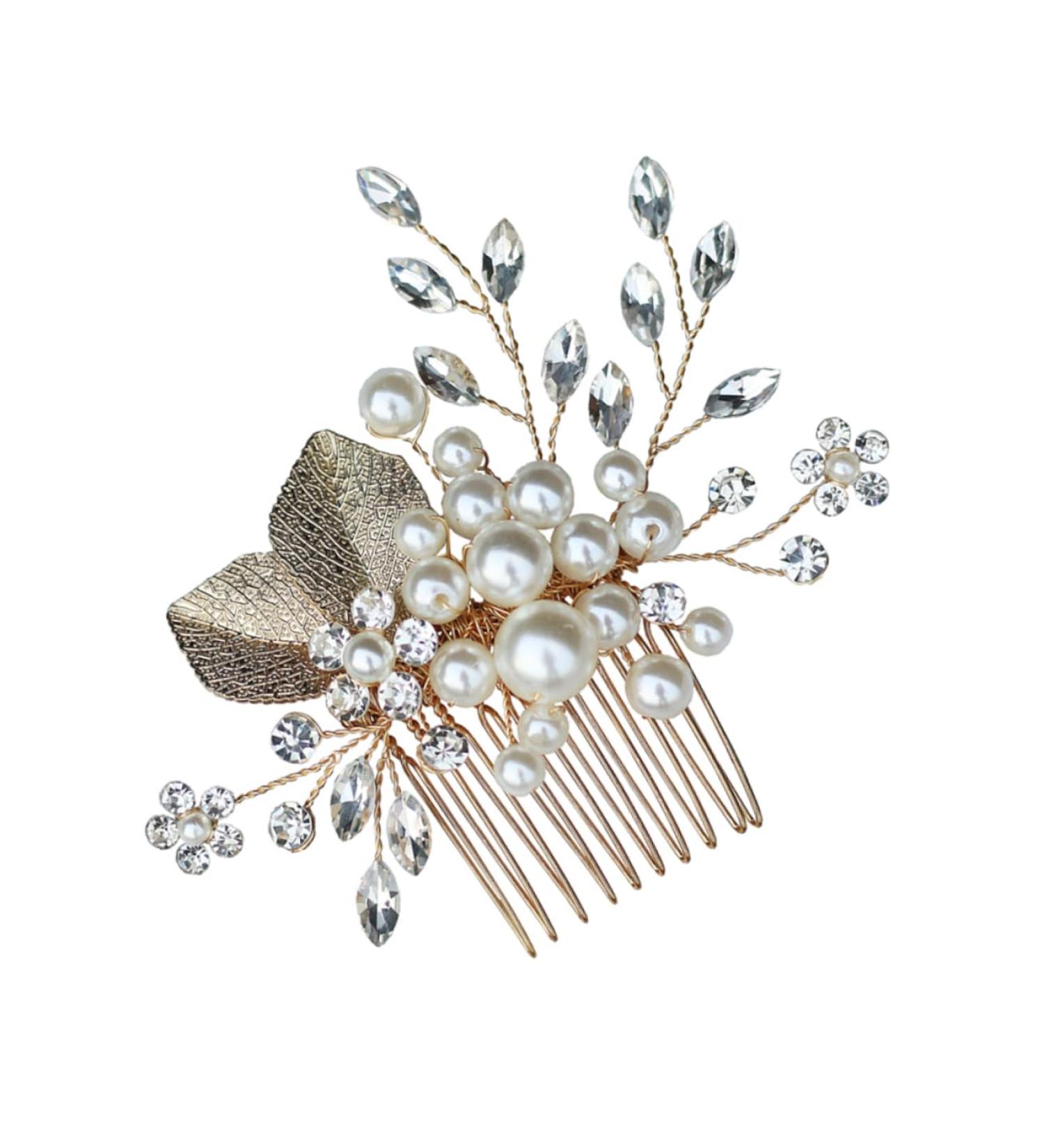 Angoily Beaded Hair Comb Flower Girl Hair Accessories Crystal Headpiece Wedding Hair Clip Flower Girl Headpiece Bridal Hair Hoop Hair Pin Tiara Wedding Hairpin Rhinestones Leaf Girl Child - Buy Online on GoSupps.com