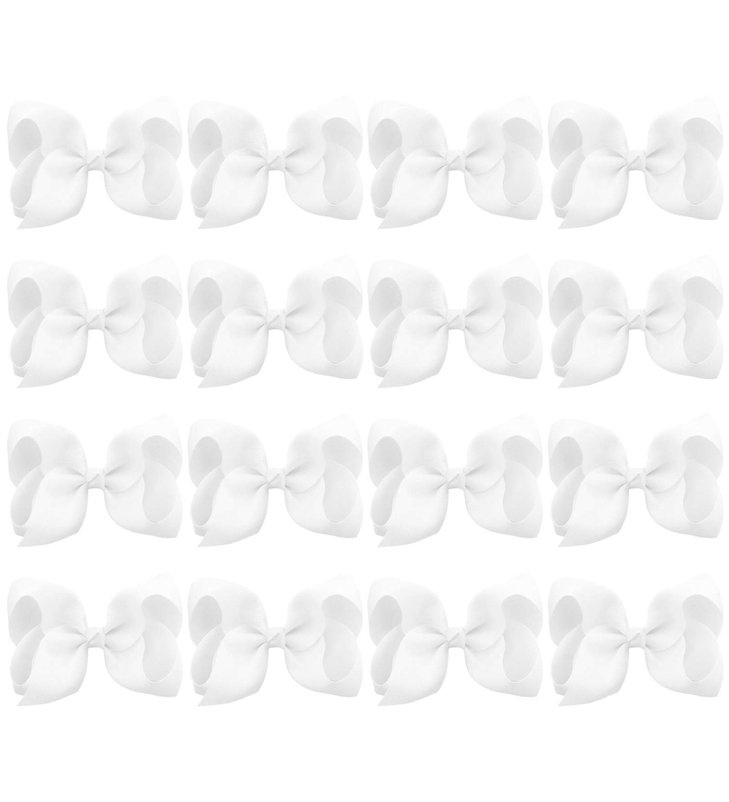 DEEKA 16 PCS White 4 Inch Hand-made Hair Bow Grosgrain Ribbon Alligator Clips for Girls - Buy Online on GoSupps.com