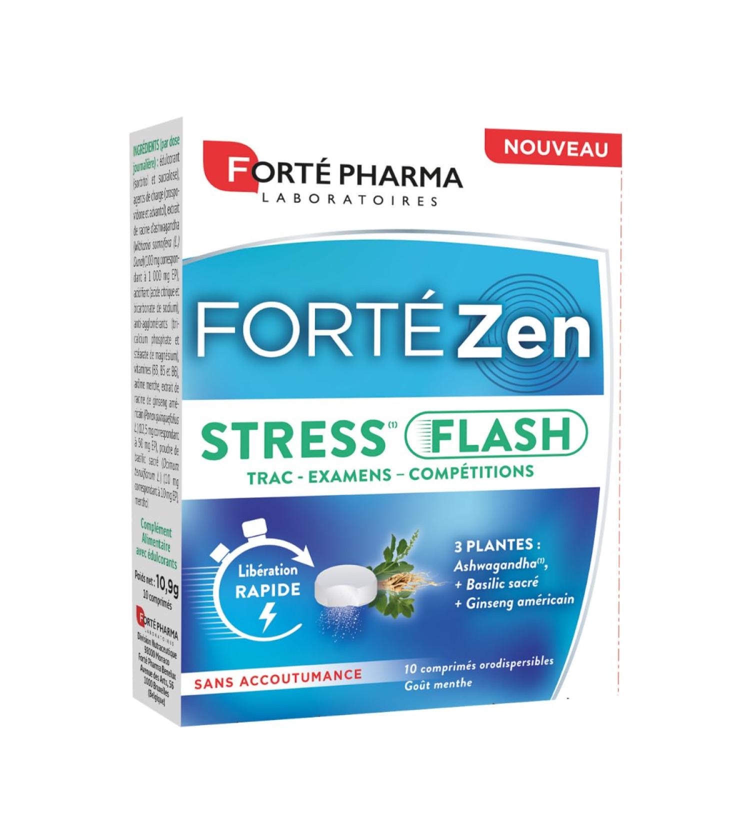 Fort Pharma - Fort Zen Stress Flash - Compl ment alimentaire adulte lib ration rapide - Trac examens - Vitamine B6 Ashwagandha Ginseng am ricain - 10 comprim s orodispersibles 1/jour - Buy Online on GoSupps.com