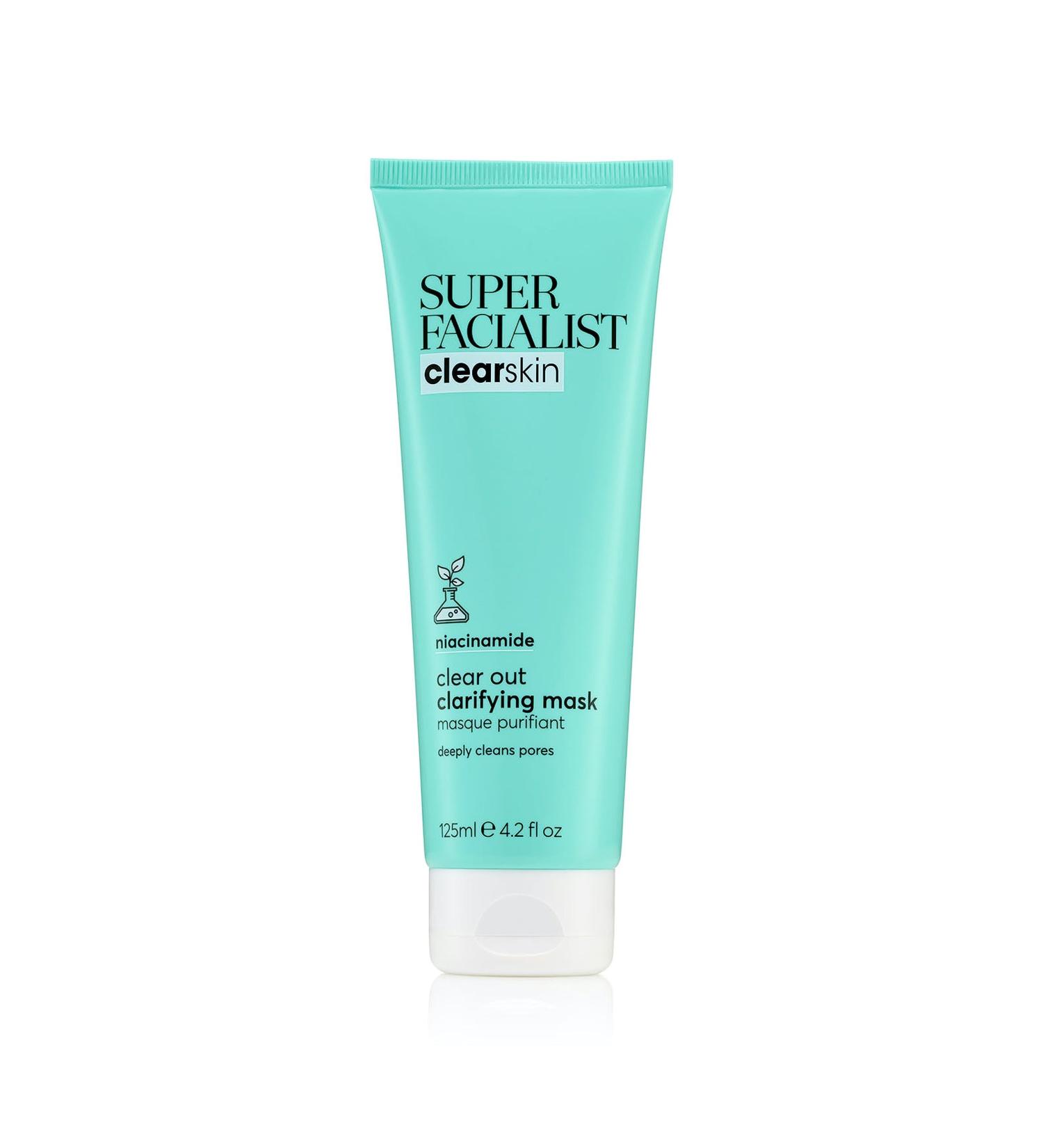 Super Facialist Clear Out Clarifying Mask - Acne Treatment & Blackhead Remover Face Mask with 1% Niacinamide Tea Tree Oil & Prebiotics Vegan Friendly 125ml - Buy Online on GoSupps.com