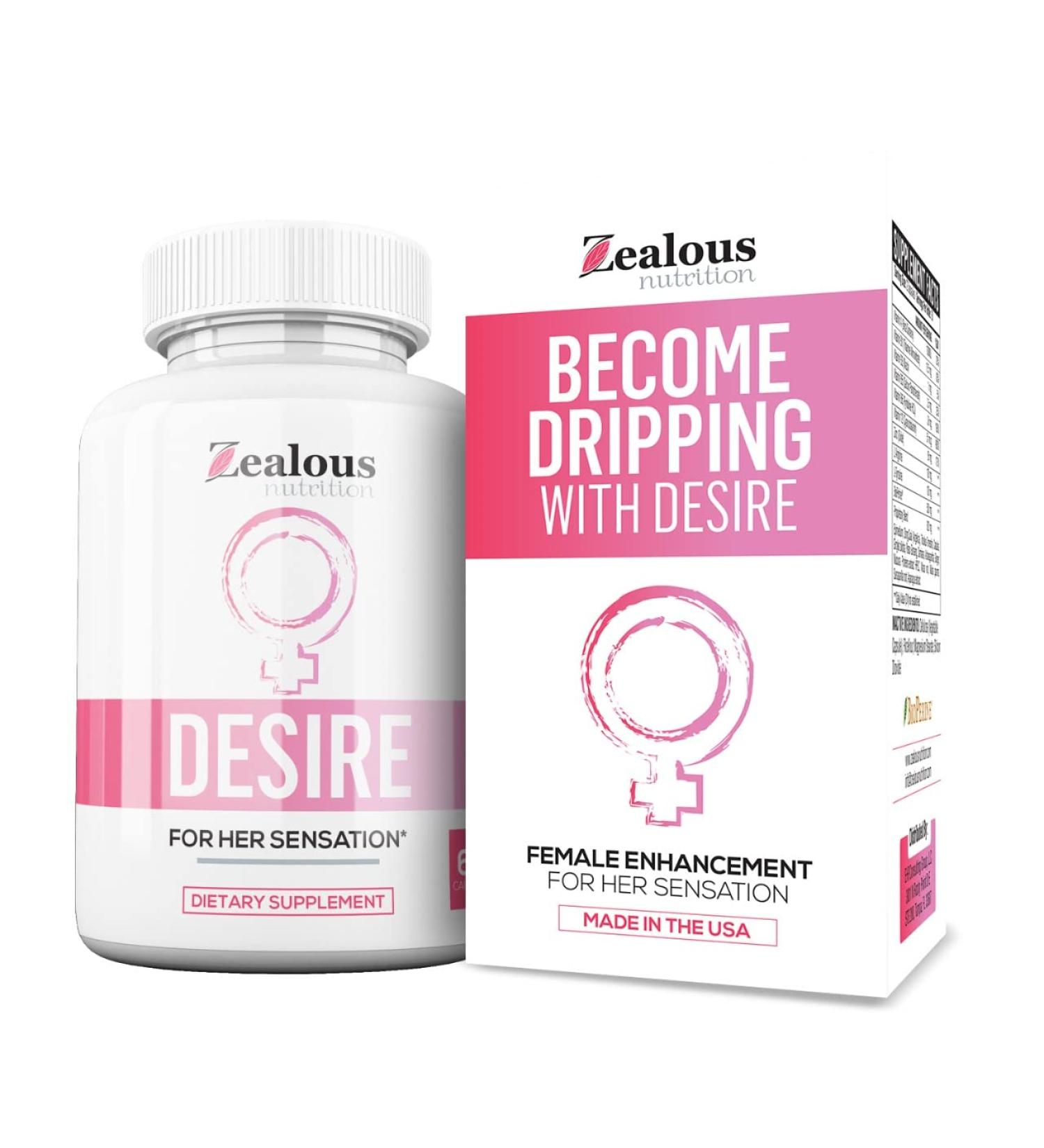Zealous Nutrition Desire Female Enhancement Pills - Natural Mood Booster for Women - Hormone Balance & Menopause Relief - 60 Caps - Buy Online on GoSupps.com