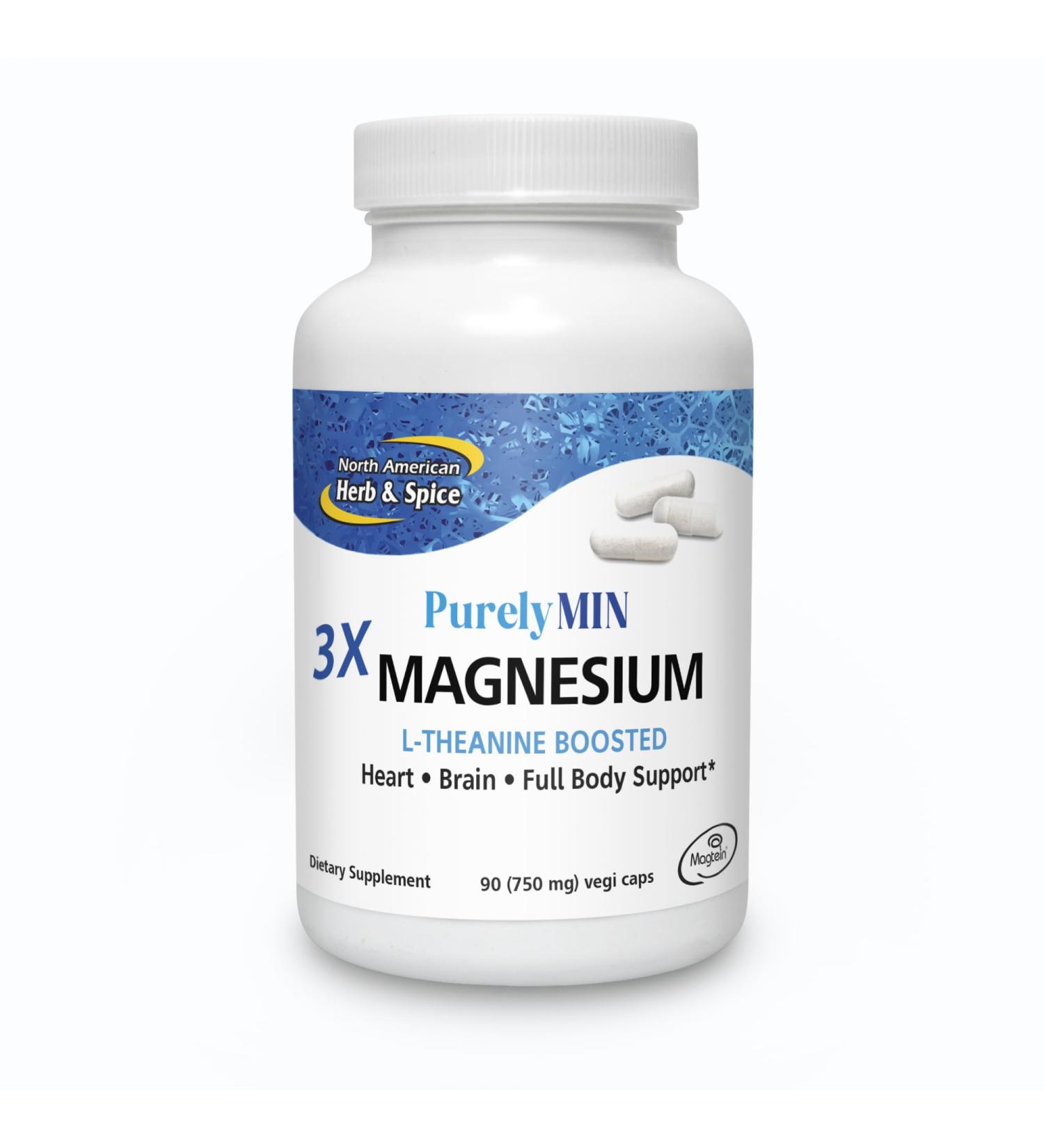 NORTH AMERICAN HERB & SPICE PurelyMin - 90 Vegi Caps - Highly Absorbable Magnesium Complex + L-Theanine - 30 Servings - Buy Online on GoSupps.com