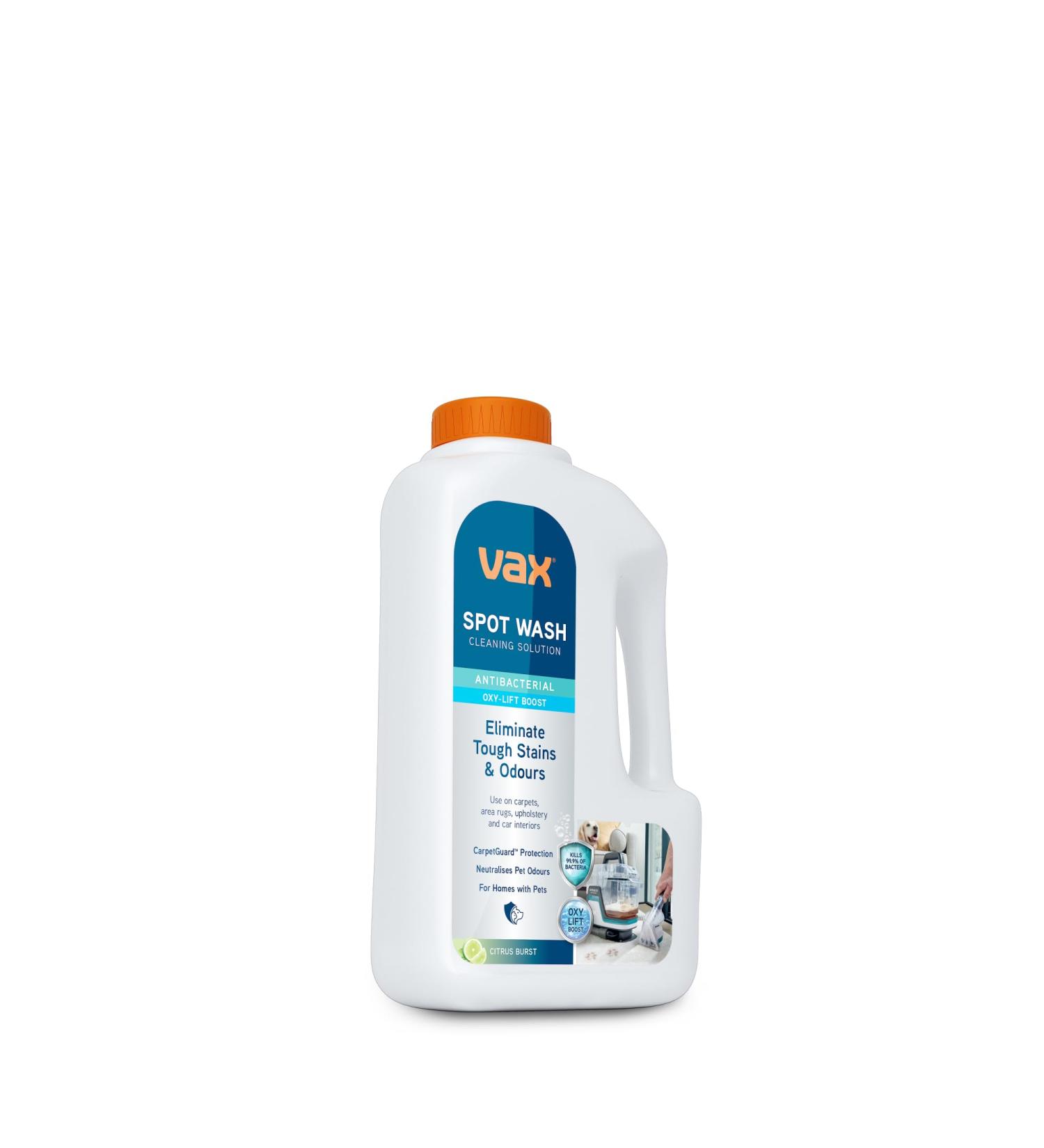 Vax Spotwash Antibacterial 1L Solution Kills 99% of Bacteria Breaks Down and Lifts Tough Stains CarpetGuard Stain Protection Neutralises Odours - Buy Online on GoSupps.com
