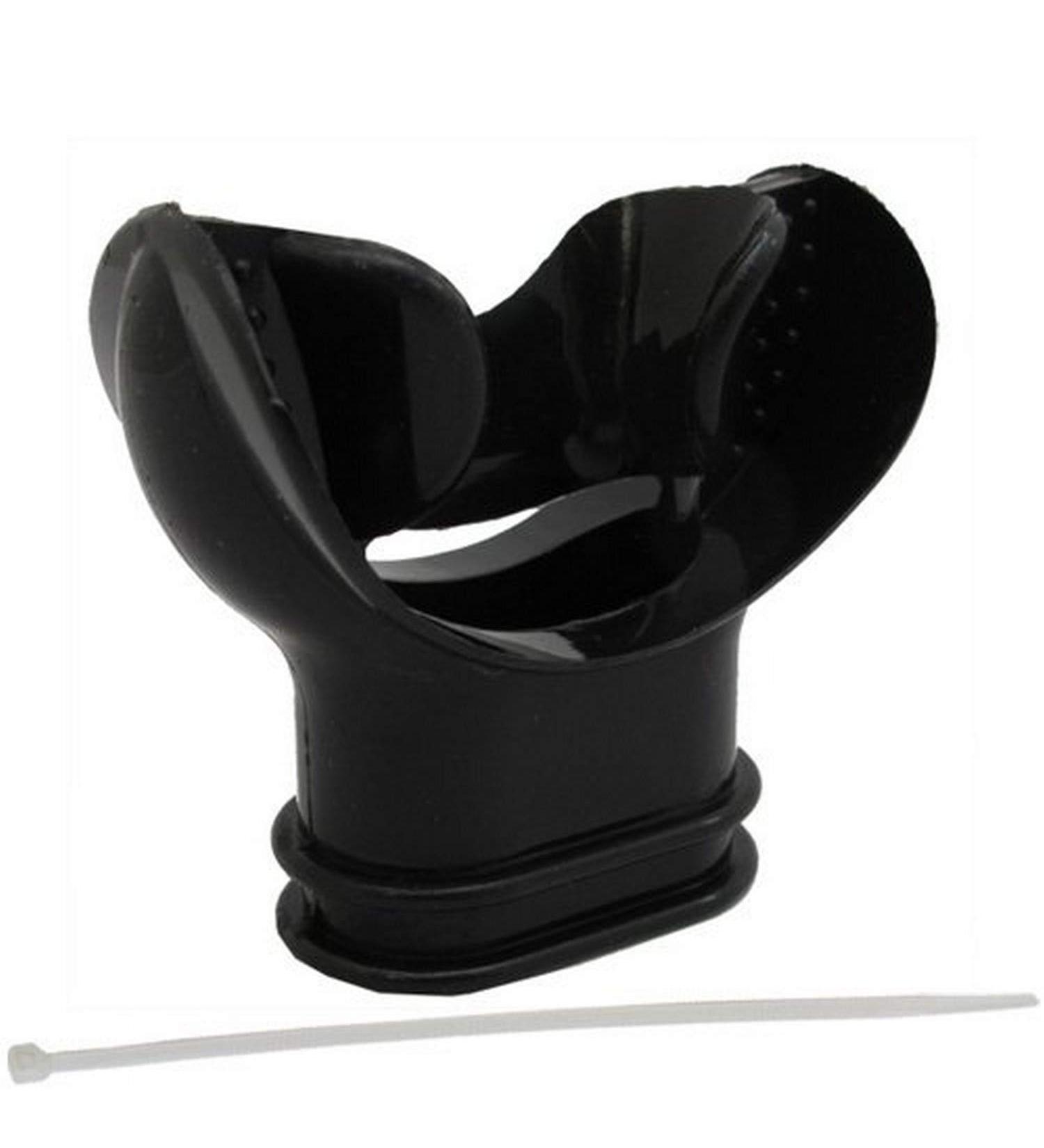 Scuba Choice Scuba Diving Black Silicone Comfort Bite Mouthpiece with Regulator Tie