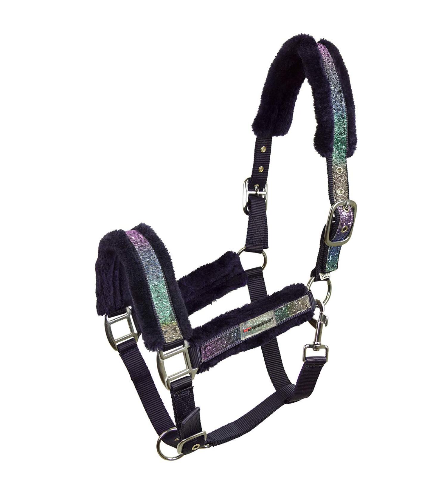 Horsenjoy Horse Halter Teddy Fleece Rainbow Brilliant Noseband Pasture Halter (Pony)