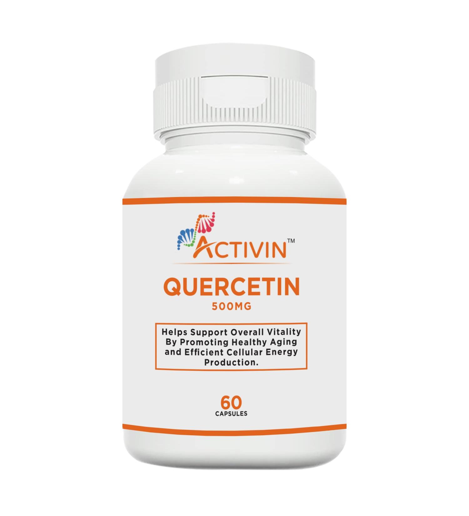 Activin Quercetin 500mg Immune Support Supplement Cellular Health Heart Health Antioxidant Support Non-GMO 60 Capsules