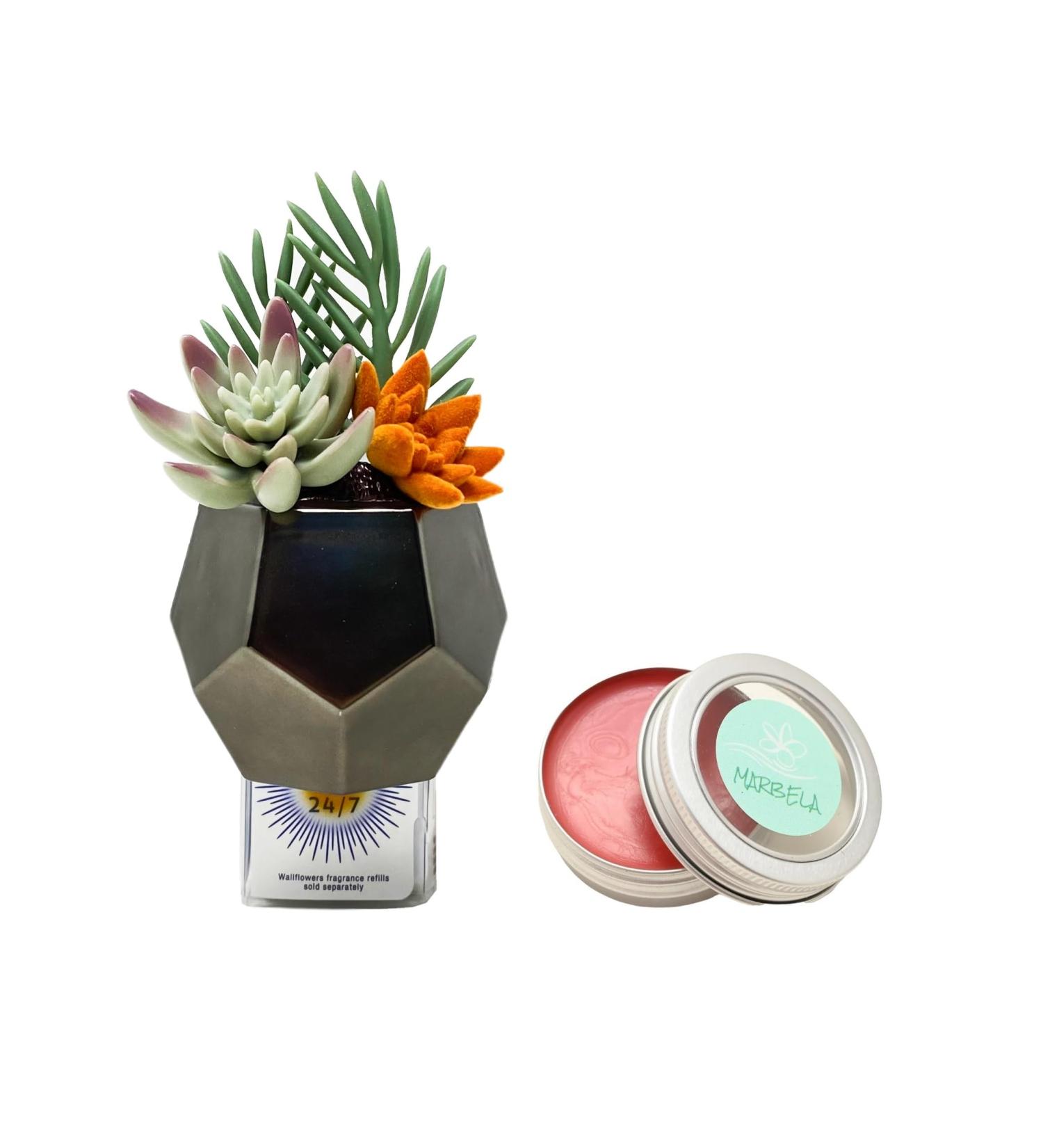 Bath & Body Works Plug Geo Succulent Nightlight Wallflowers Fragrance Plug and a Strawberry Lip Balm. - Buy Online on GoSupps.com
