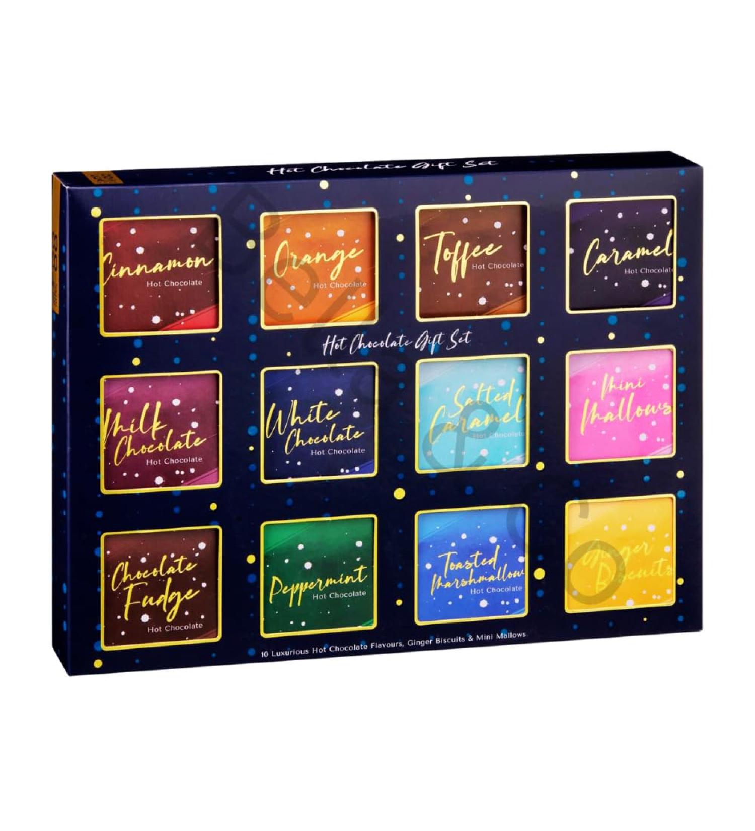 Hot Chocolate Gift Set Limited Edition | 12 Options Collection with Gingerbread & Mini Marshmallows | 10 Boxes | 180g - Buy Online on GoSupps.com