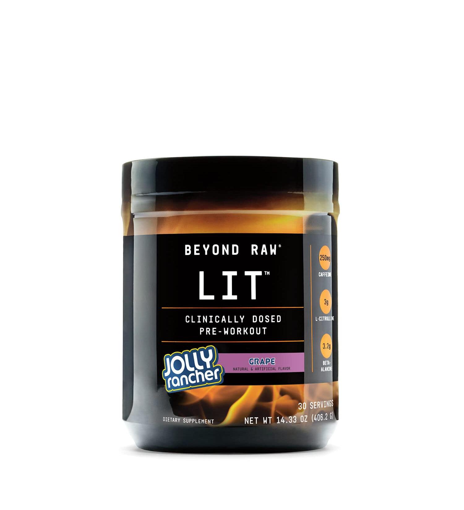 Beyond Raw LIT Pre-Workout - Jolly Rancher Grape | Boost Your Workout Performance - Buy Online on GoSupps.com