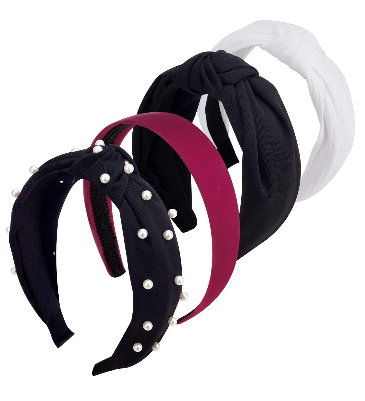 Deoot Pearl Knotted Wide Headband for Women - Non Slip Black Hair Accessory - Buy Online on GoSupps.com