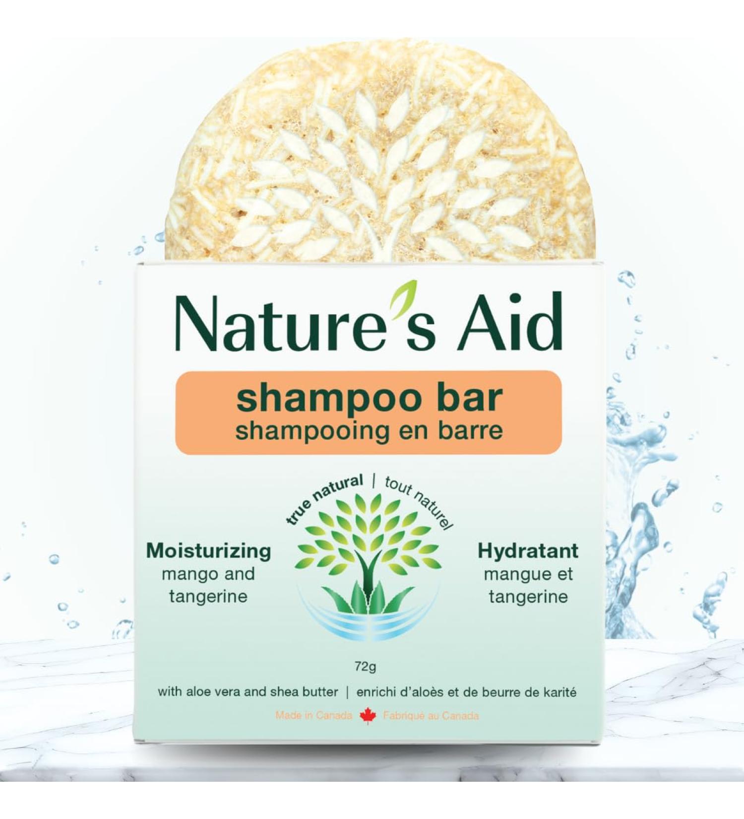Nature's Aid Moisturizing Natural Rice Water Shampoo Bar for Hair Growth Strengthening & Thickening Shampoo for All Hair Types. Natural Lather and Salon Quality. Vegan. Made in Canada. (Orange Mango) 72g - Buy Online on GoSupps.com