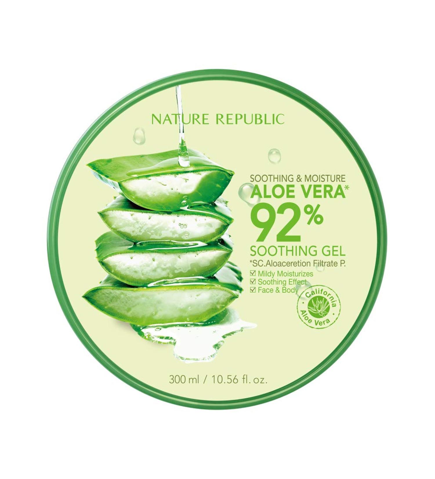 Nature Republic Aloe Vera 92% Soothing Gel 300ml - Moisturizing & Cooling Gel - Buy Online on GoSupps.com