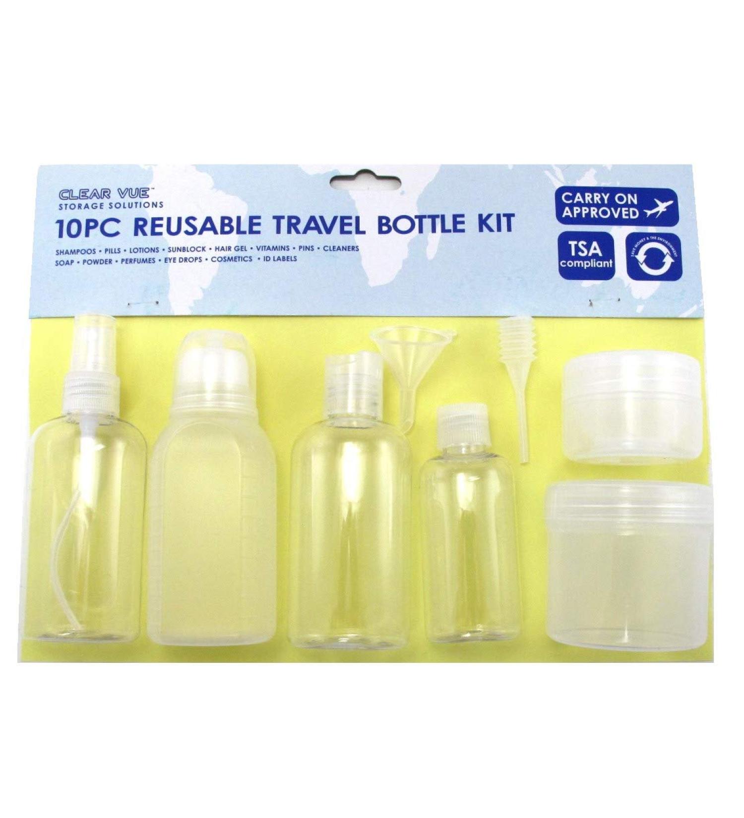 Assorted Travel Bottle Kit - F.A.A. Approved Model No. TD100-11 Piece Set