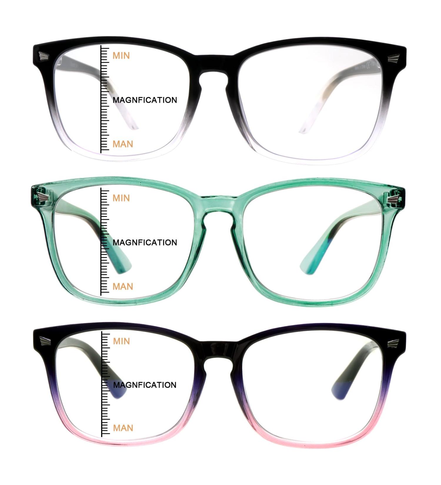 3 Pack Multifocal Reading Glasses for Men & Women - Blue Light Blocking Spring Hinge Readers (1.50 Magnification - Buy Online on GoSupps.com