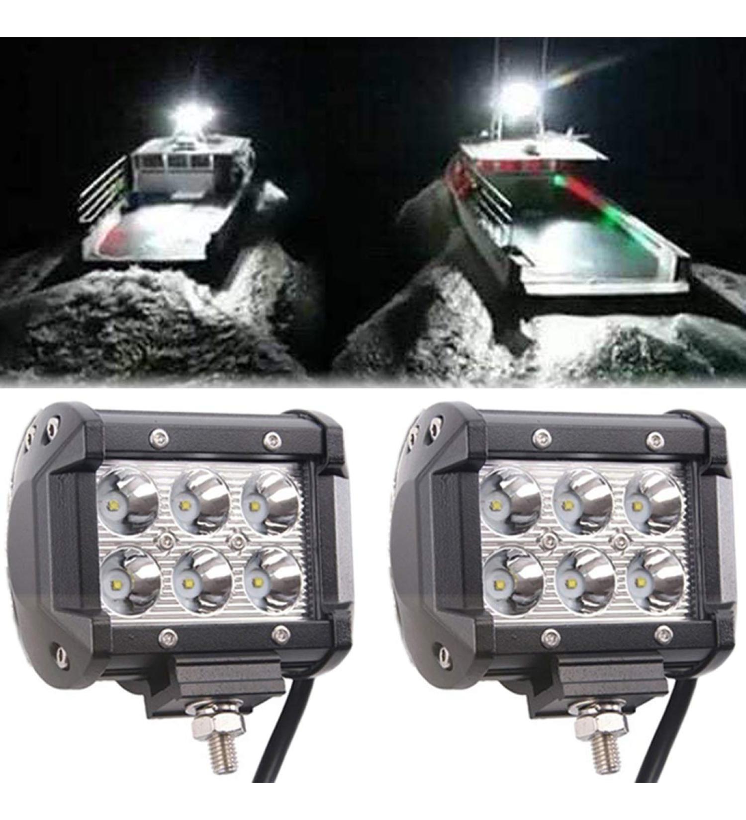 Shangyuan Pontoon Boat Docking Light Set - Marine LED Lights for Kayak, Bass, Jon Fishing Boat - 2pcs 18w 6Led White Lights - Buy Online on GoSupps.com