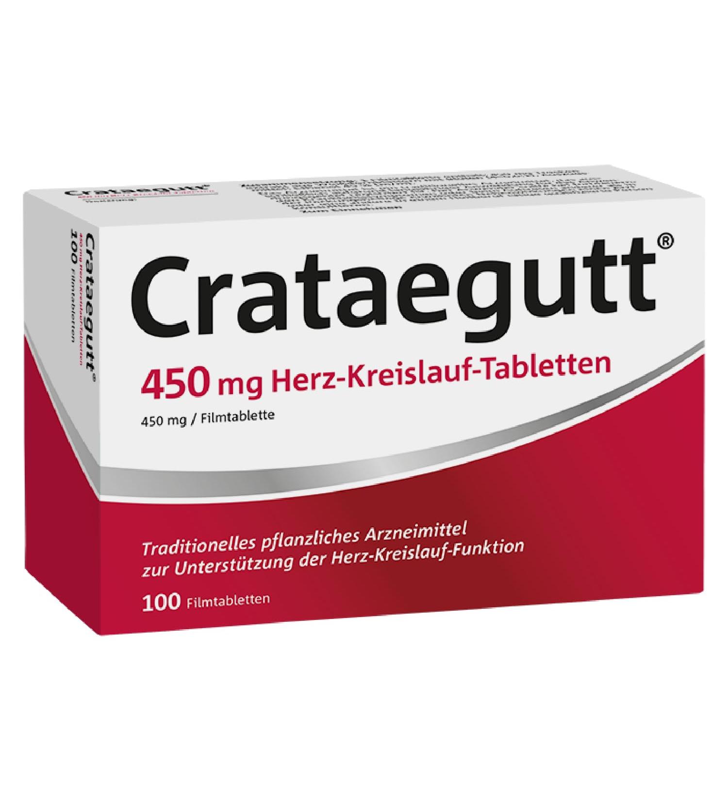 CRATAEGUT 450 mg - High Dose Cardiovascular Tablets | 100 Vegetable Tablets for Heart & Circulation Support - Buy Online on GoSupps.com