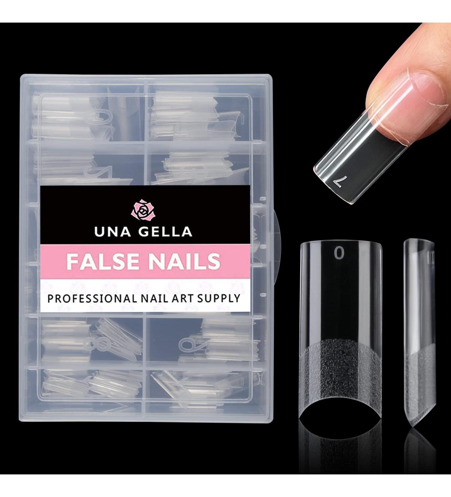 UNA GELLA 216pcs Long Square Fake Nails - Clear Acrylic Gel Tips for DIY Home Nail Art - Buy Online on GoSupps.com