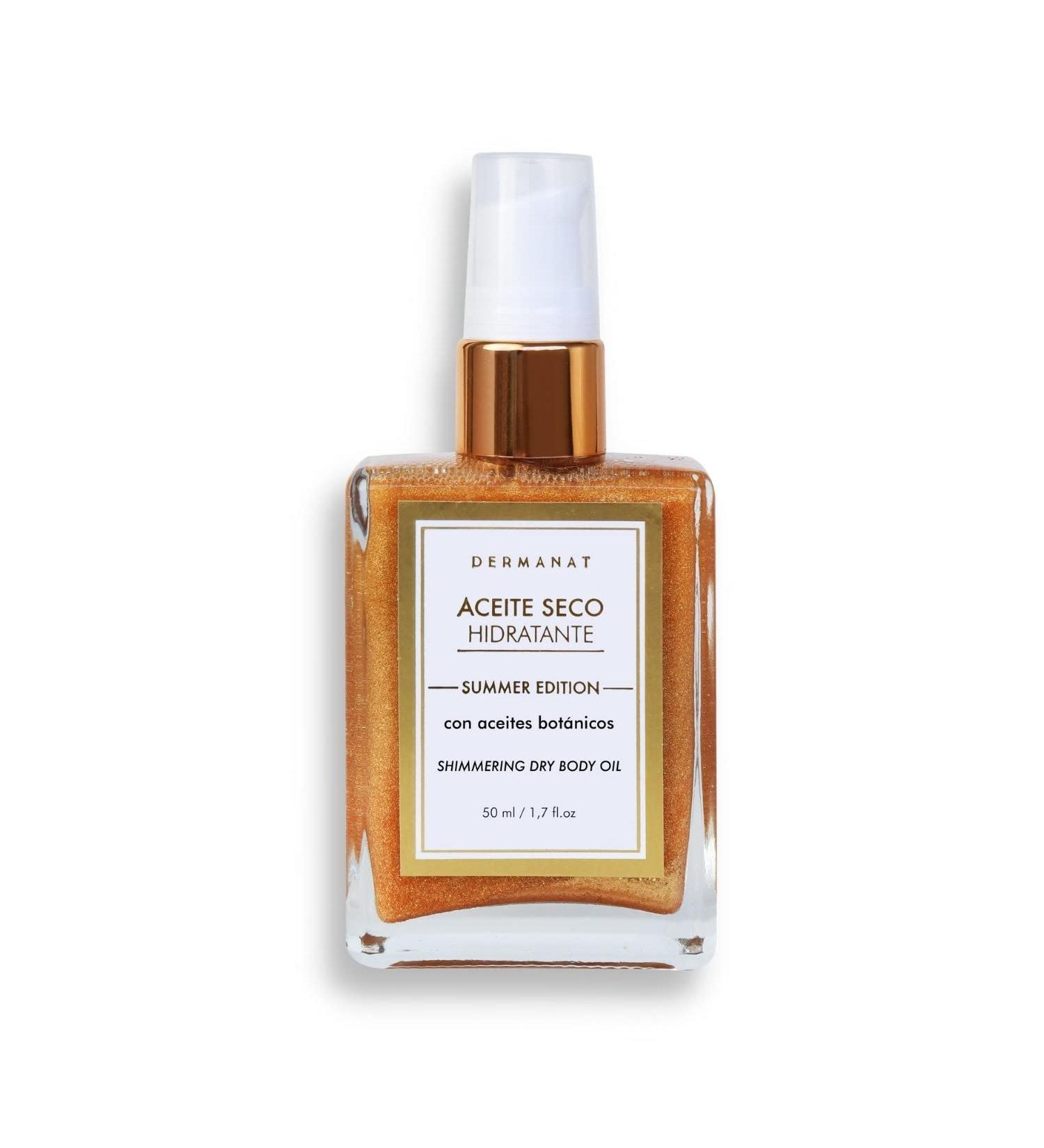 Dermanat Shimmering Dry Oil - Non-Greasy Body Oil for Sun-Kissed Glow - Paraben-Free Formula - 1.7 fl. oz - Buy Online on GoSupps.com