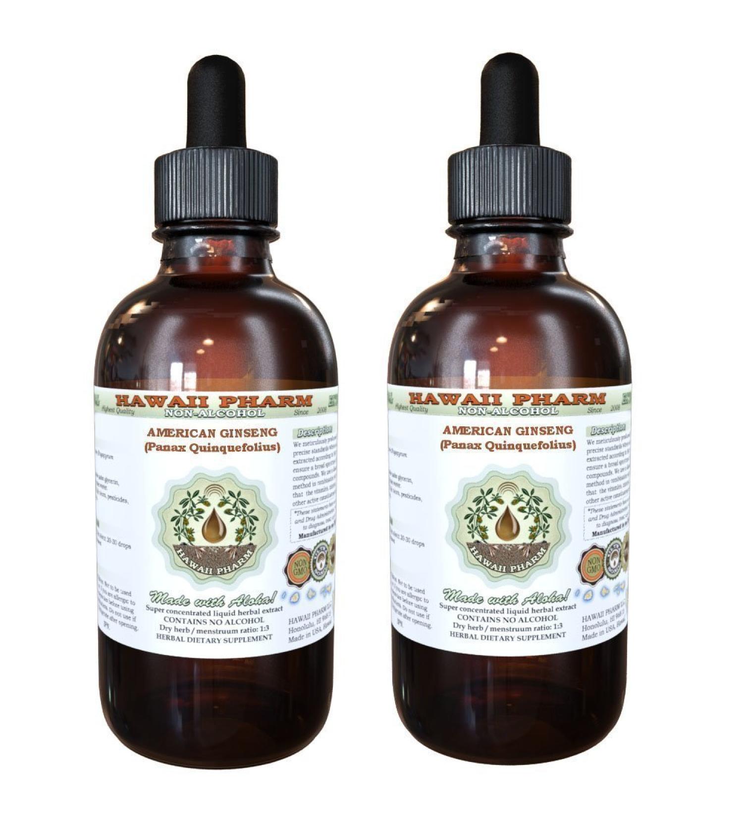 American Ginseng Alcohol-Free Liquid Extract Ginseng (Panax Quinquefolius) Dried Root Glycerite Hawaii Pharm Natural Herbal Supplement 2x2 oz 4 Fl Oz (Pack of 1) - Buy Online on GoSupps.com
