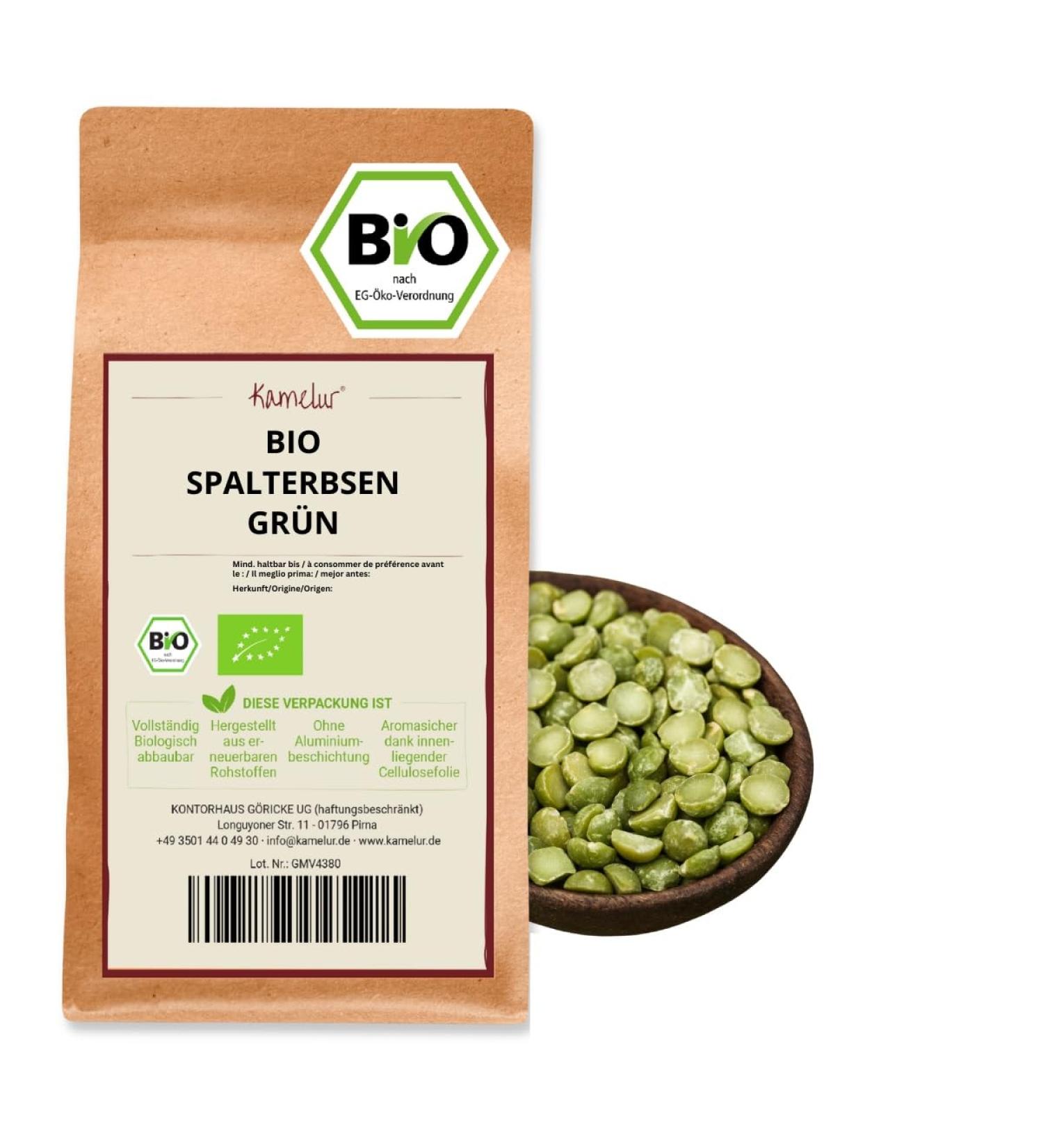 Buy Camelur 500g Organic Green Splitters - Pure Dried Organic Legumes No Additives Eco-Friendly Packaging - Buy Online on GoSupps.com