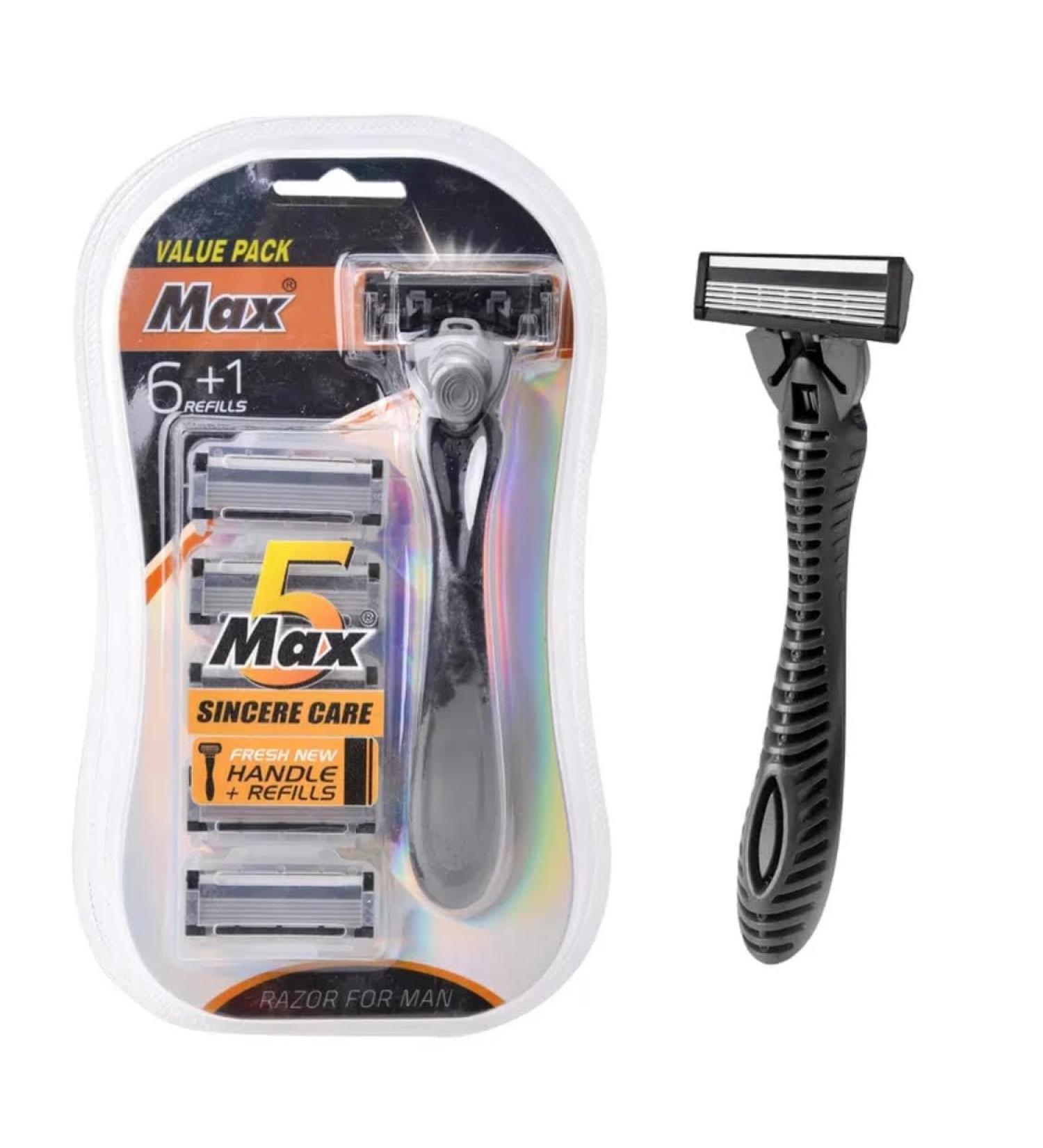 Buy Men's 5 Blade Shaving Razors - Black (6 Cartridges + 1 Handle) | Ultimate Shaving Experience Fast International Shipping - Buy Online on GoSupps.com