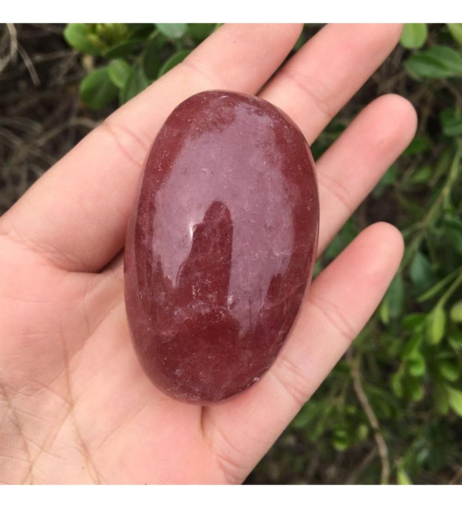1pcs Natural Strawberry Crystal Palm Stones Natural Crystal Reiki 80-90g Suitable for Home Raw Stones and Minerals Home Goods - Buy Online on GoSupps.com