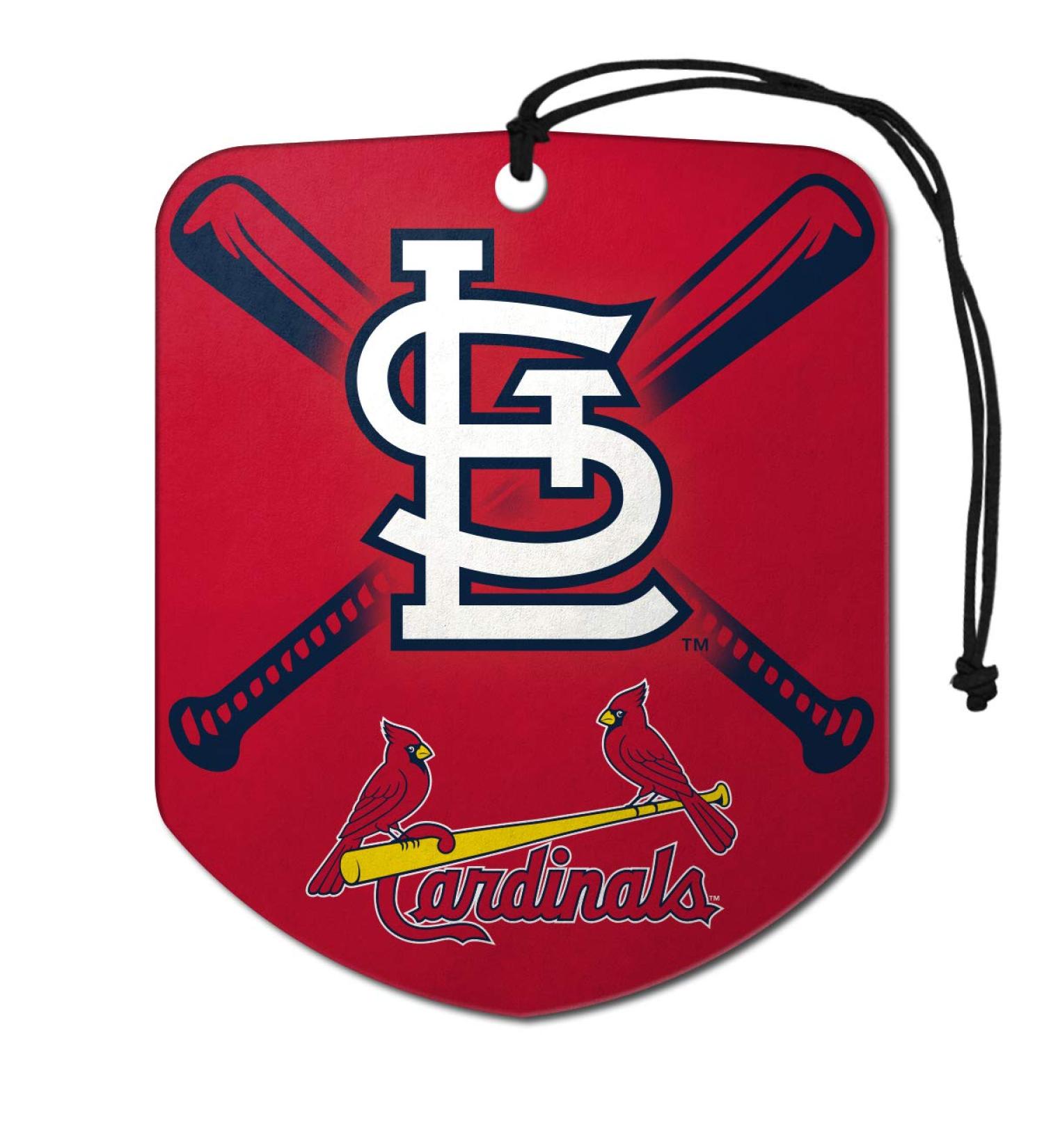 FANMATS 61558 MLB St. Louis Cardinals Hanging Car Air Freshener, 2 Pack, Black Ice Scent, Odor Eliminator, Shield Design with Team Logo