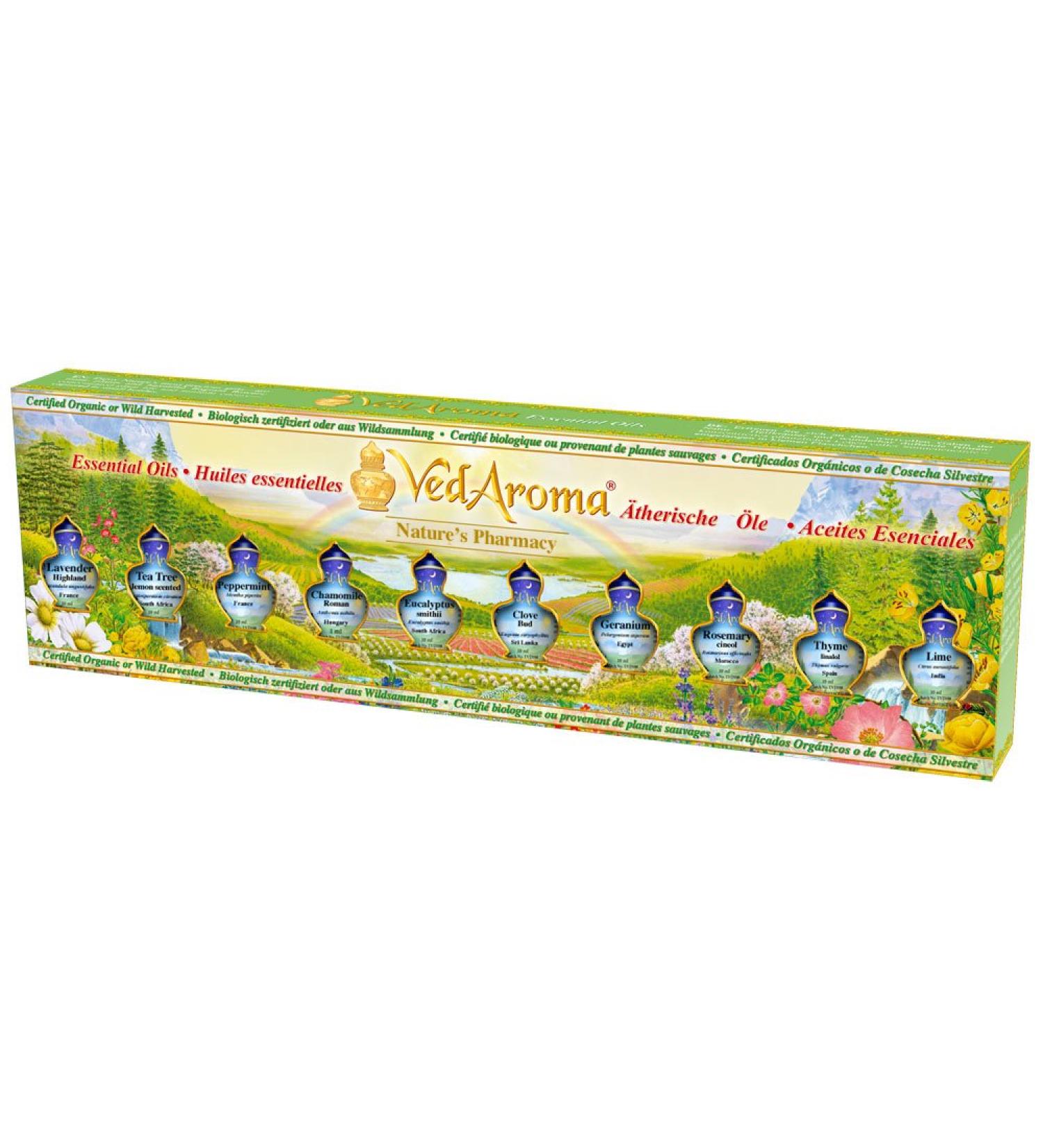 Nature's Pharmacy Luxury Boxed Set of 10 Therapeutic Grade Essential Oils