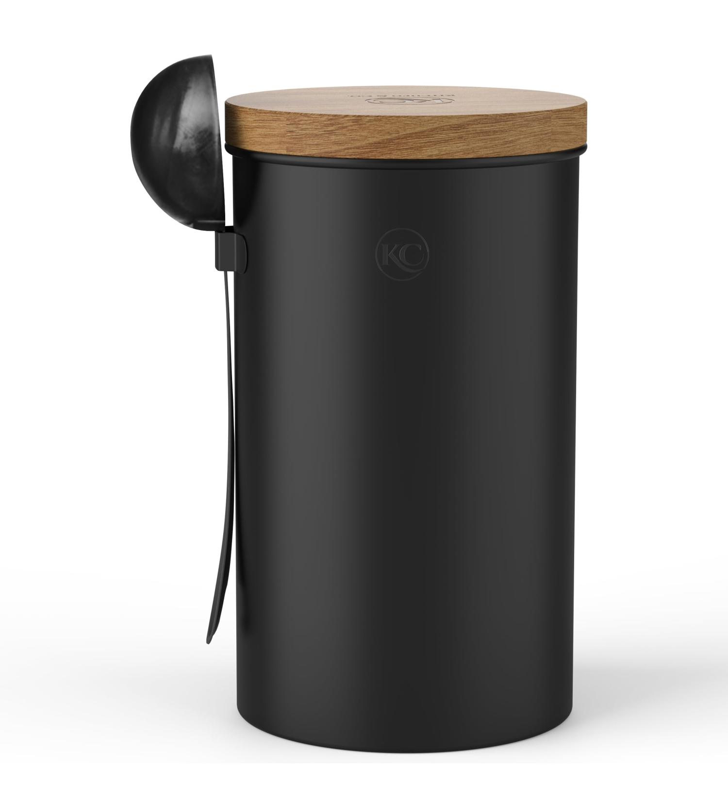 KC Kitchen & Co. Coffee Jar with Spoon for 250 g Coffee Beans or Tea (Matte Black) - Buy Online on GoSupps.com