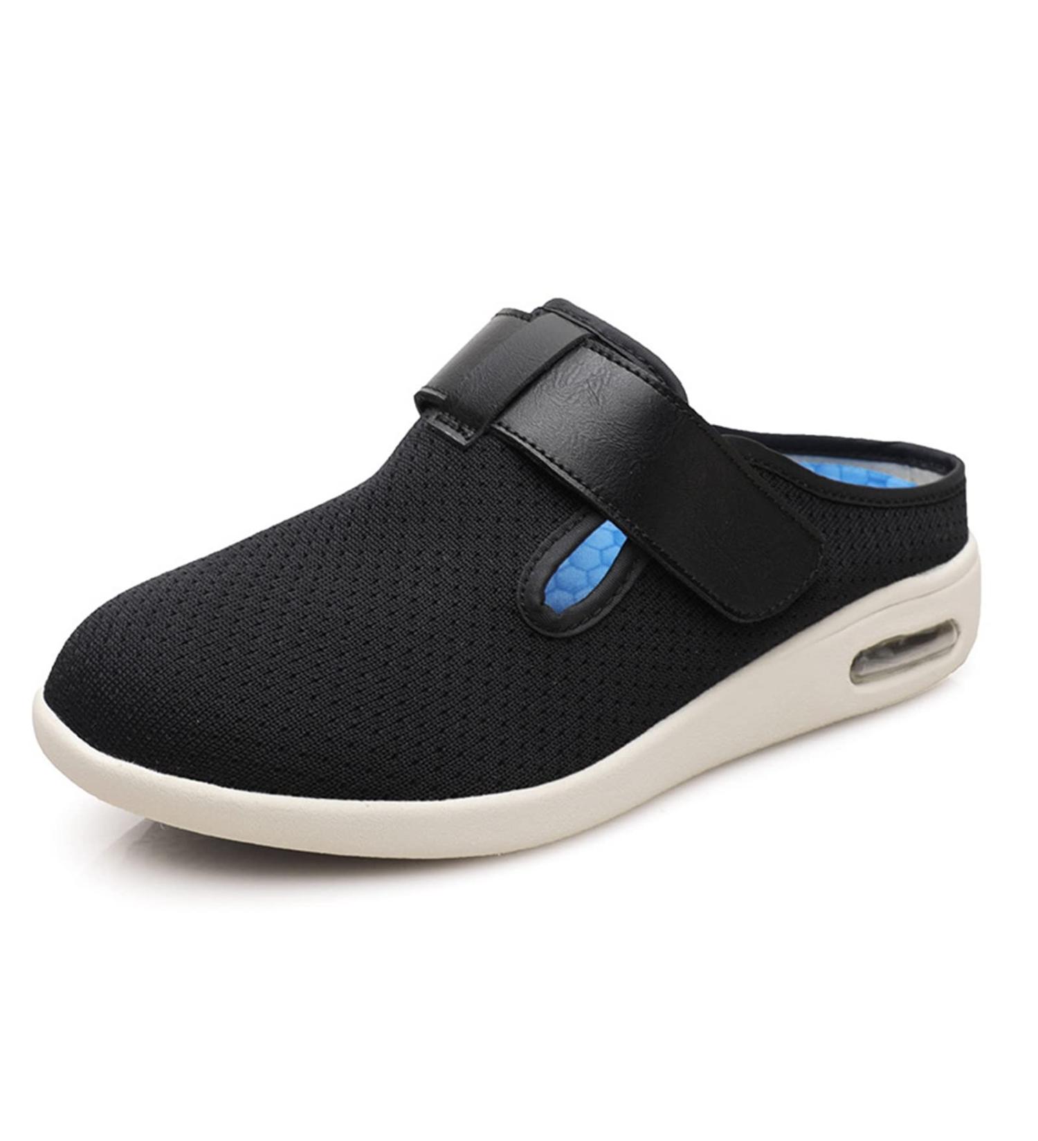 Men's Diabetic Shoes - Extra Wide Comfort & Adjustable Fit for Swollen Feet | Non-Slip Orthopedic Walking Shoes (Black) - Buy Online on GoSupps.com