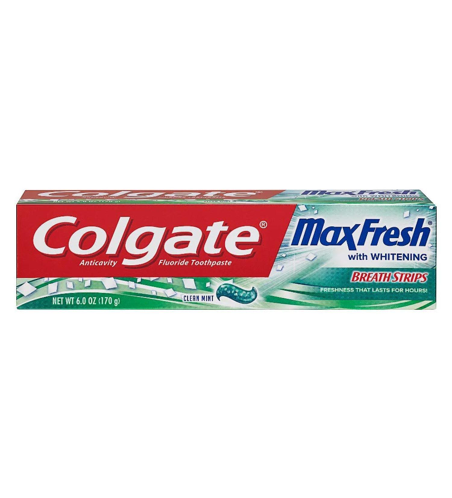 Colg Max Frsh Cln Mint Tp Size 6z Colgate Max Fresh W/Mini Breath Strips Whitening Clean Mint Toothpaste