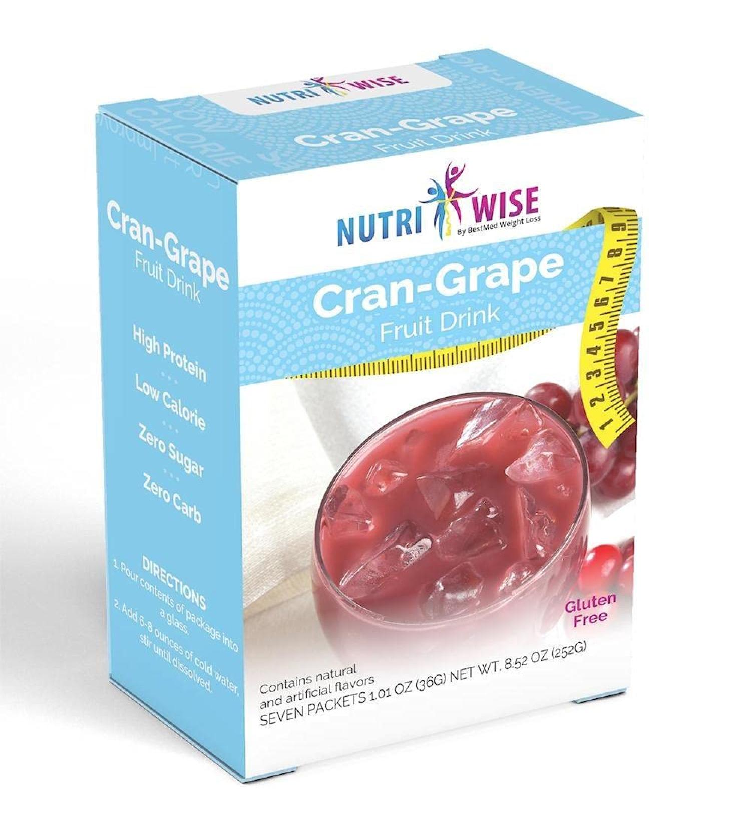 NutriWise Cran-Grape High Protein Diet Drink - Low Calorie, Low Fat (7/Box) - Buy Online on GoSupps.com