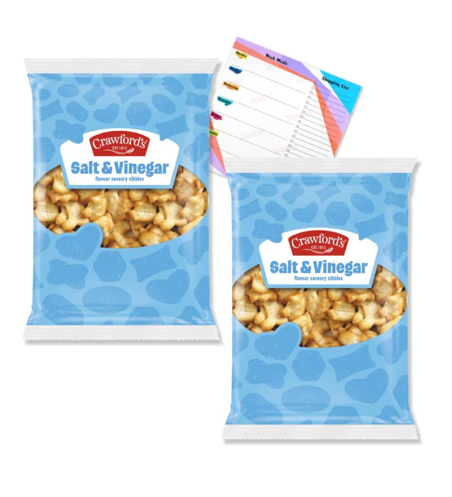 Crawfords Savouries Salt & Vinegar Baked Crisps 400g (Pack of 2x 200g) | Snack Flavourful Party Crunchy British Vegetarian | Included Jaspem Shopping List Salt and Vinegar - Buy Online on GoSupps.com