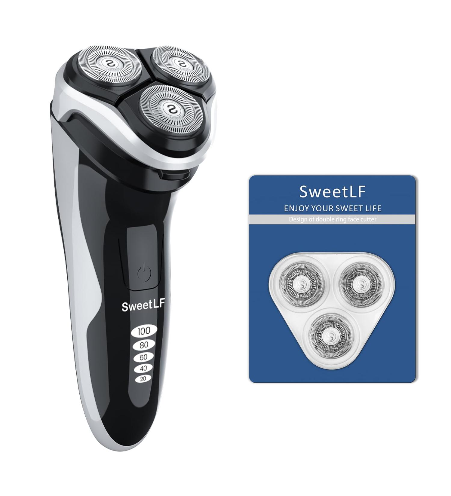 SweetLF Electric Shaver for Men Wet and Dry IPX7 Waterproof Electric Razor Cordless Rechargeable with Pop-up Trimmer Plus 3 Blades free 2 Years Warranty SWS7105 Black (Black) - Buy Online on GoSupps.com