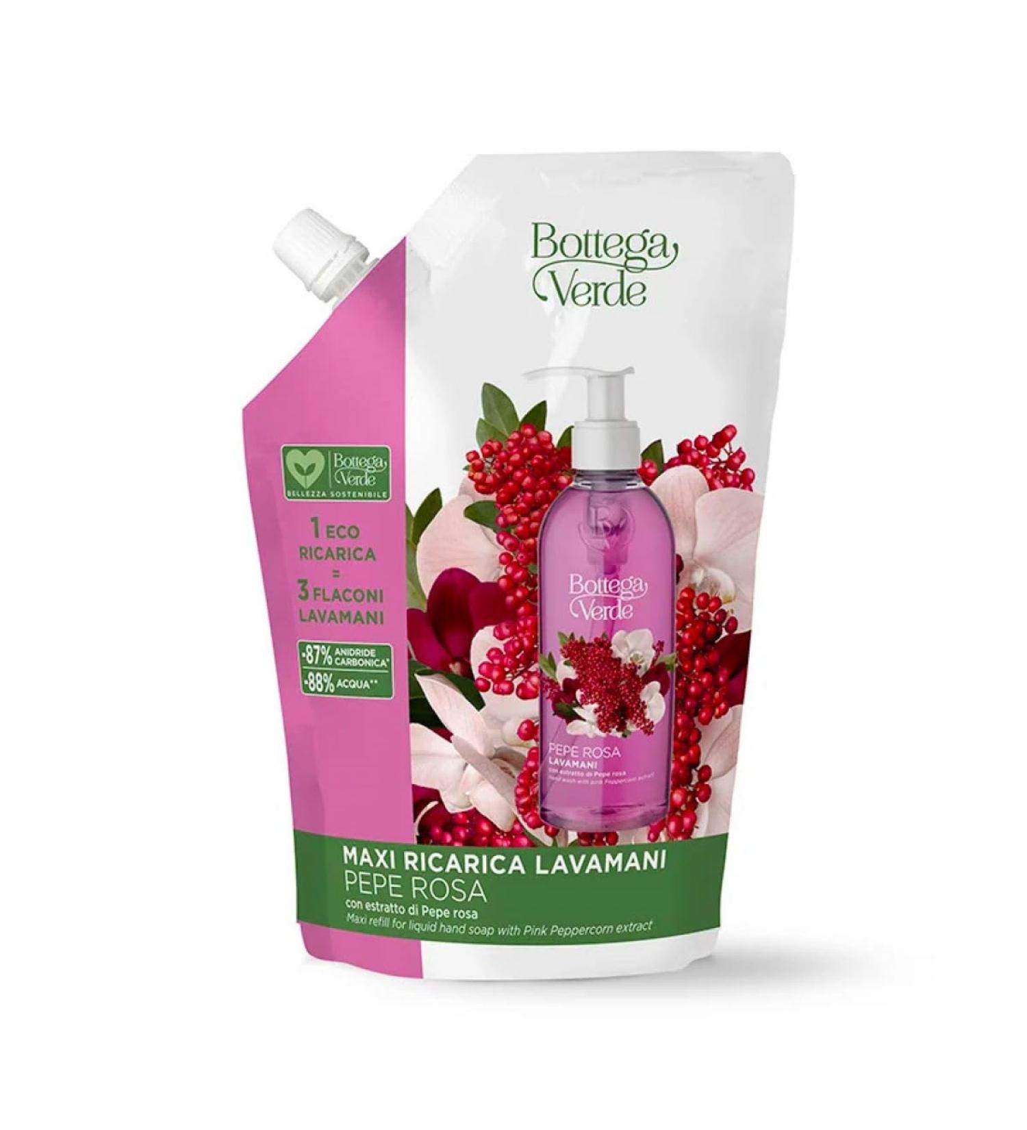 Bottega Verde Pink Pepper - Maxi Hand Wash Refill with Pink Pepper Extract (750 ml)