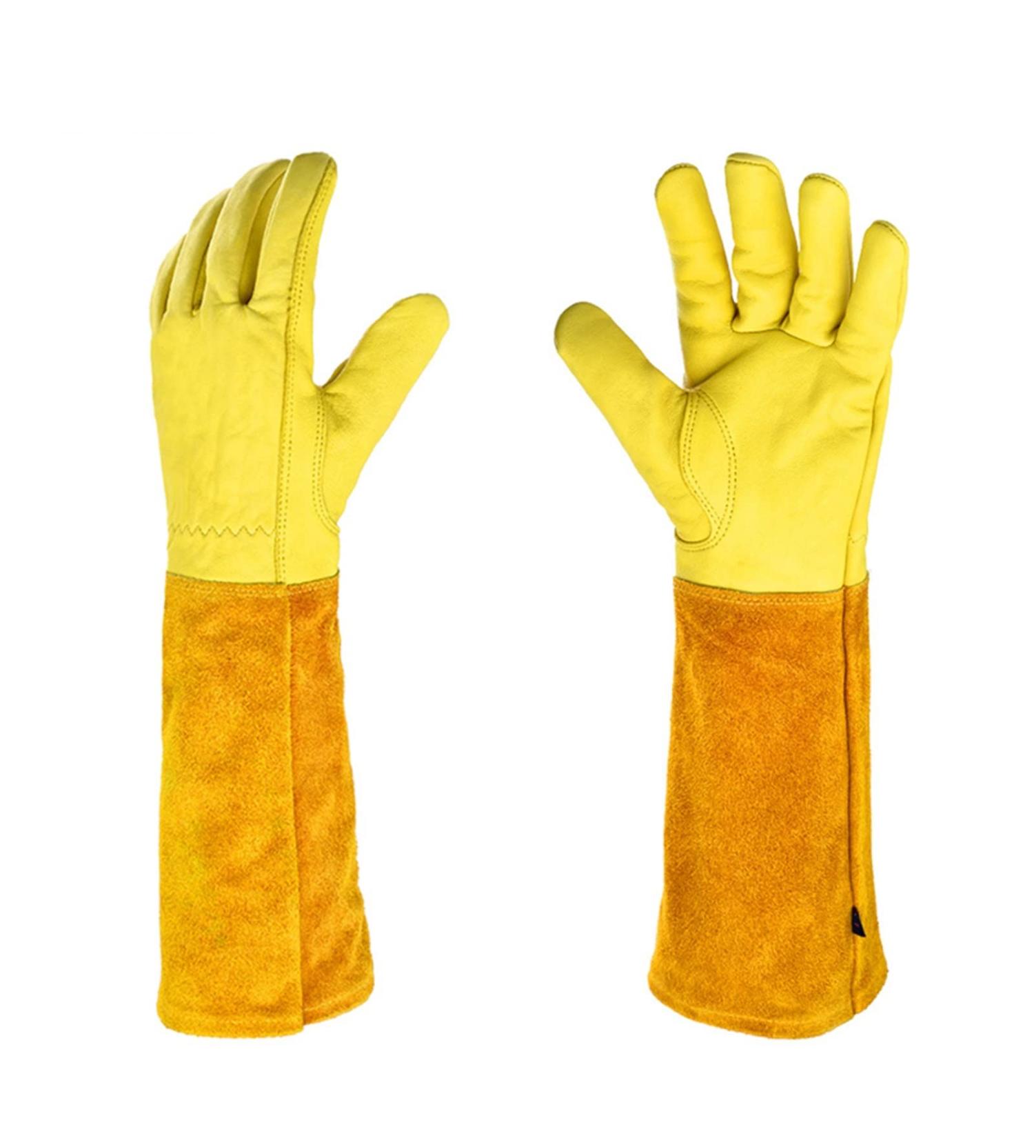 BUSOTH Garden Gloves Long Sleeve Stab Resistant Gloves Adjustable Cuffs Gloves Dishwashing Gloves Medium Yellow - Buy Online on GoSupps.com