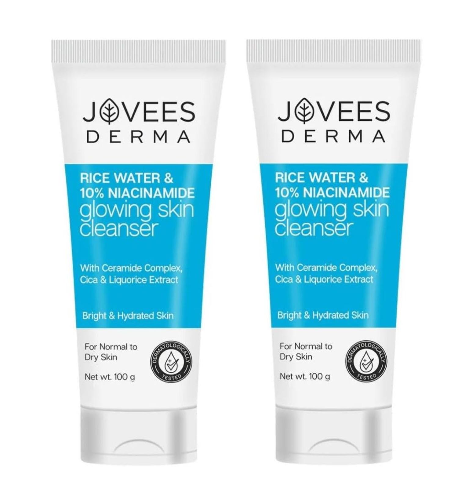 Metrey Herbotech Jovis Derma Rice Water and 10% Niacinamide Glowing Skin Cleanser 100g Pack of 2 - Buy Online on GoSupps.com