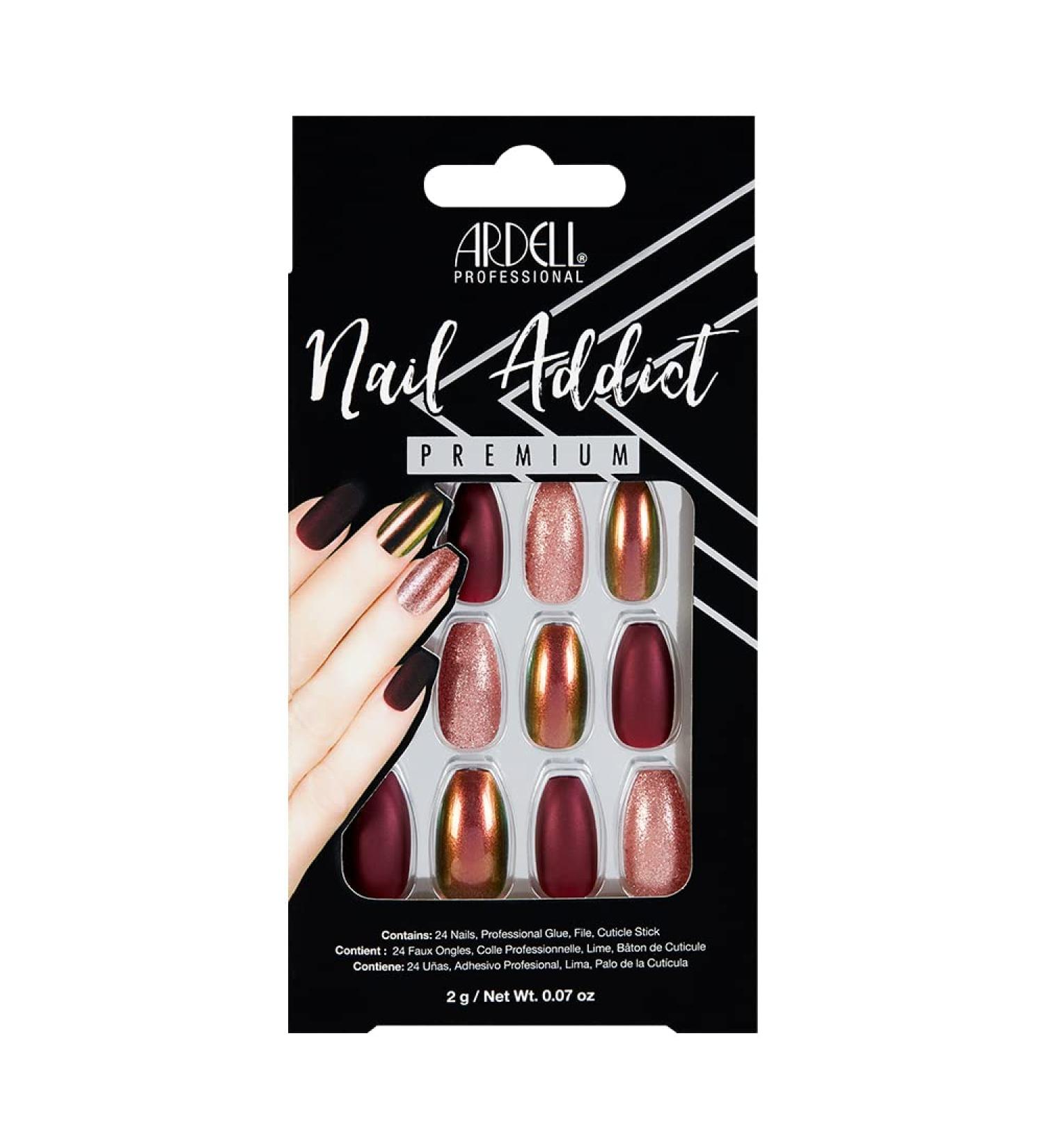 Ardell Nail Addict - Red Cat Eye | 24 Press-On Artificial Nails with Glue & File | Long Tips for Beautiful Fingernails - Buy Online on GoSupps.com