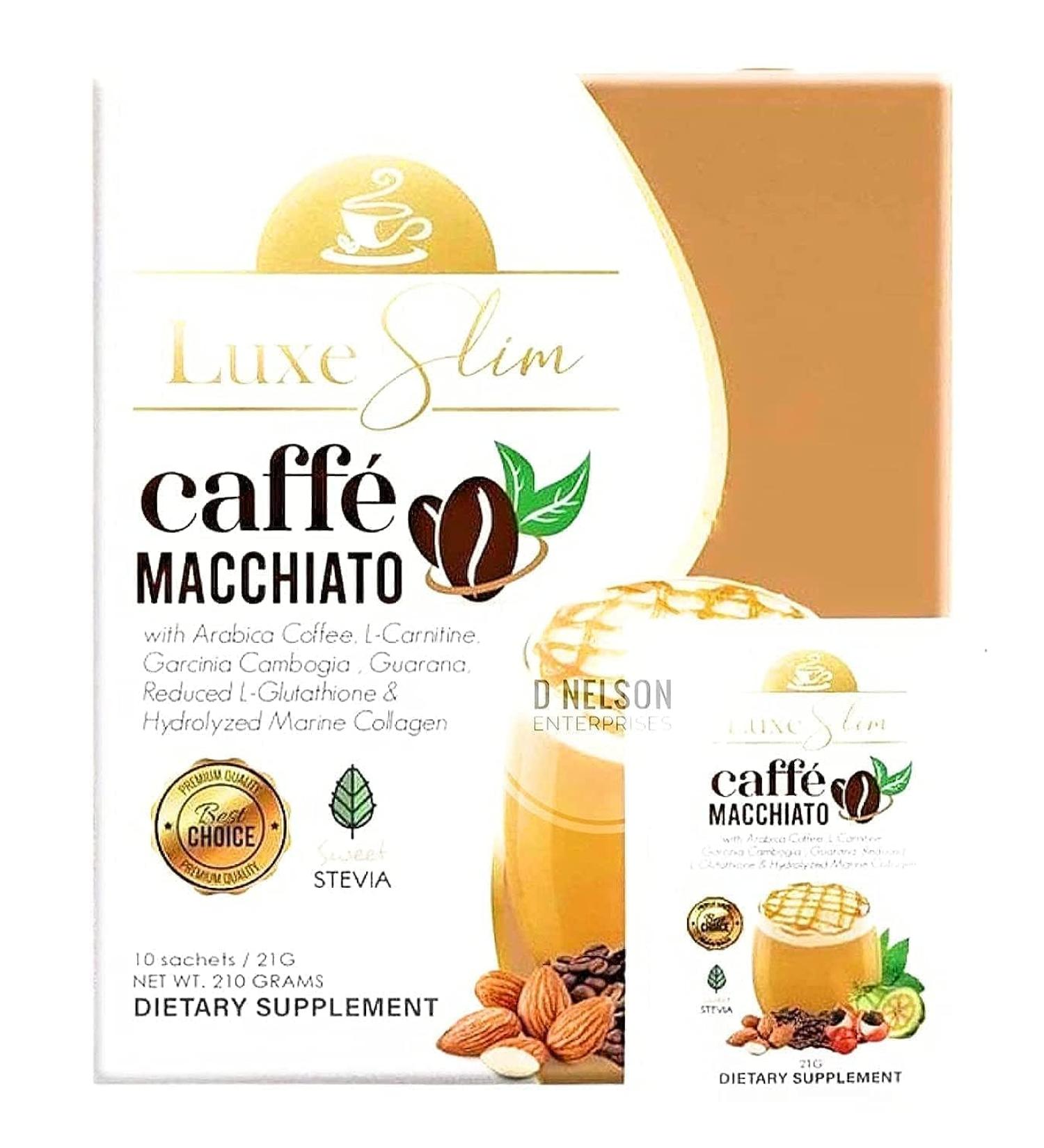 Luxe Slim Cafe Macchiato with Hydrolyzed Collagen & Glutathione 21g x 10 Sachets 0.74 Ounce (Pack of 10) - Buy Online on GoSupps.com