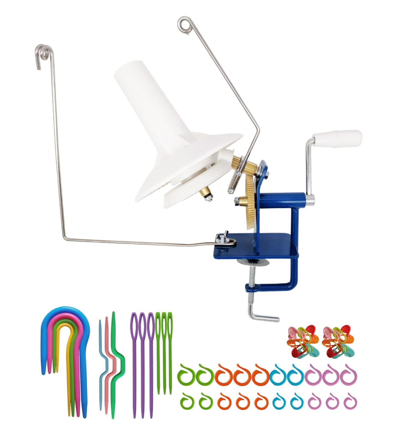 10oz Hand-Operated Yarn Ball Winder | Manual Winder for Yarn/Fiber/Wool | Plastic Needles Included - Buy Online on GoSupps.com