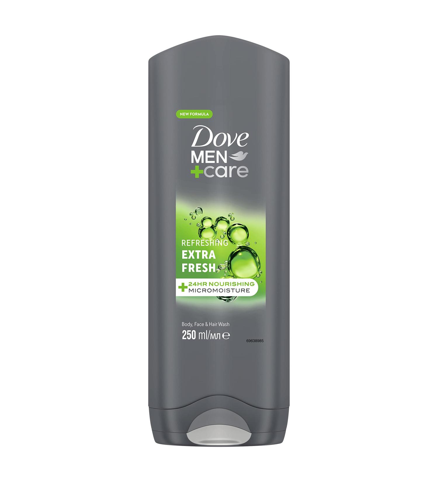 Dove Men+Care 3-in-1 Extra Fresh Body Wash for Men 250ml - 24-Hour Nourishing Micromoisture Technology - Pack of 1 - Buy Online on GoSupps.com