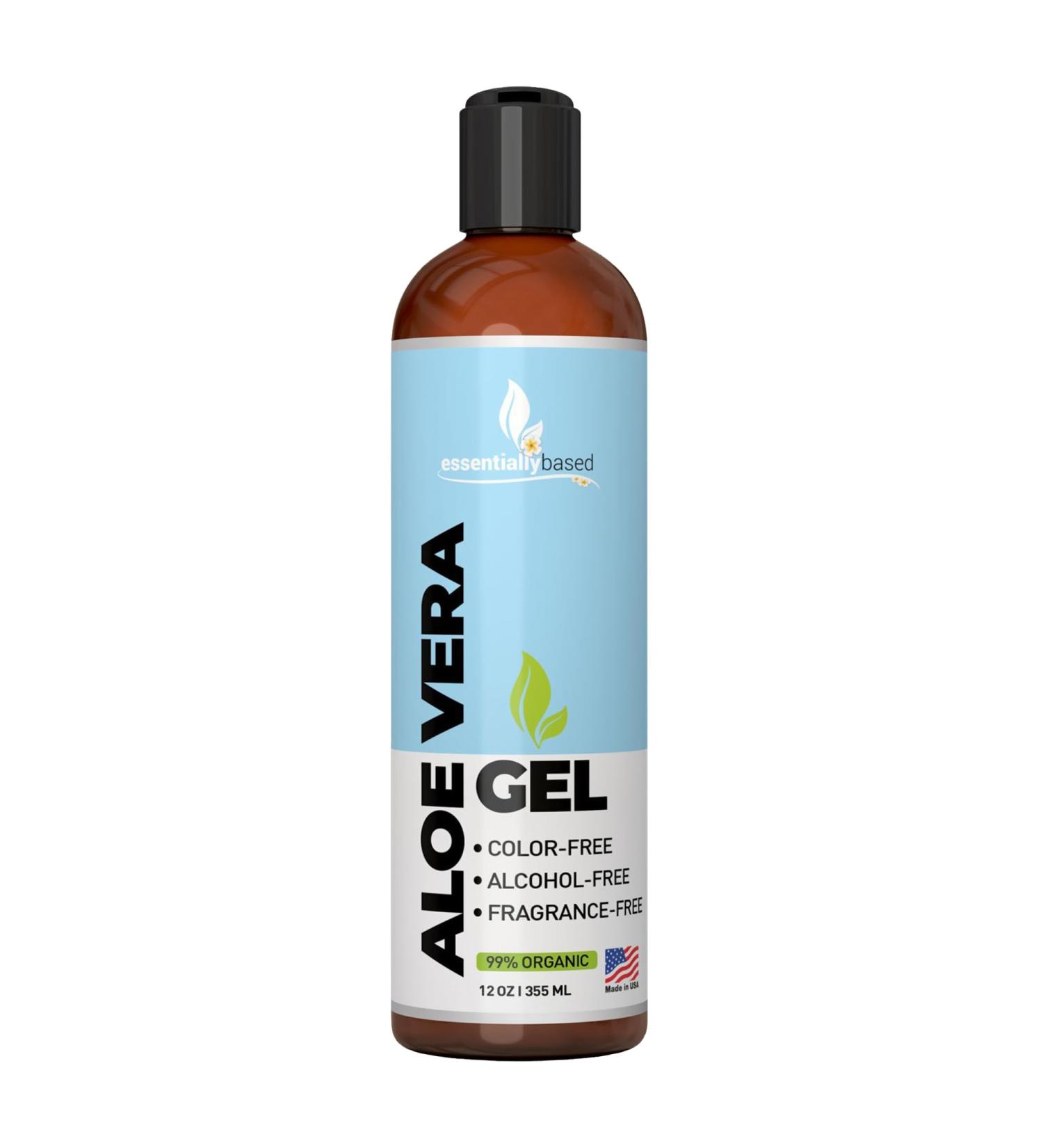 Organic Aloe Vera Gel 12oz - Pure Sunburn Relief & After Sun Care for Face & Hair - Made in USA - Buy Online on GoSupps.com