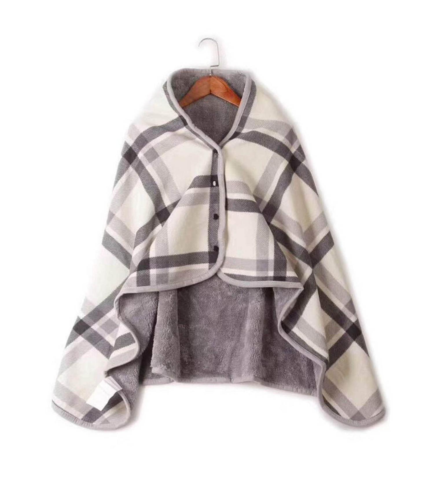 Multifunction Wrap Shawl Neck Shoulder Blanket Pad Warm Blanket Lazy Shawl Blanket Winter Warm Blanket Cape Gray Grid 100*140cm - Buy Online on GoSupps.com