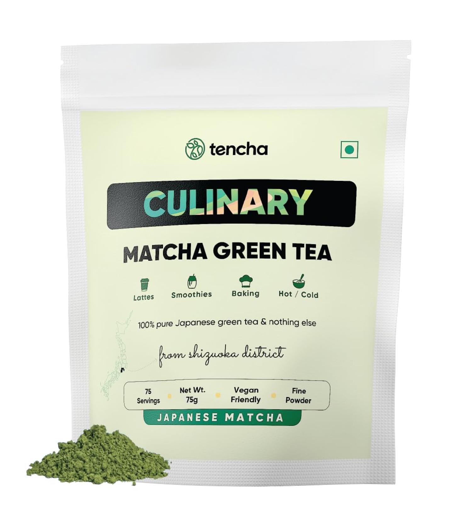 Culinary Premium Tencha Matcha Green Tea Powder from Shizouka, Japan - Vegan, 75 Servings - Buy Online on GoSupps.com