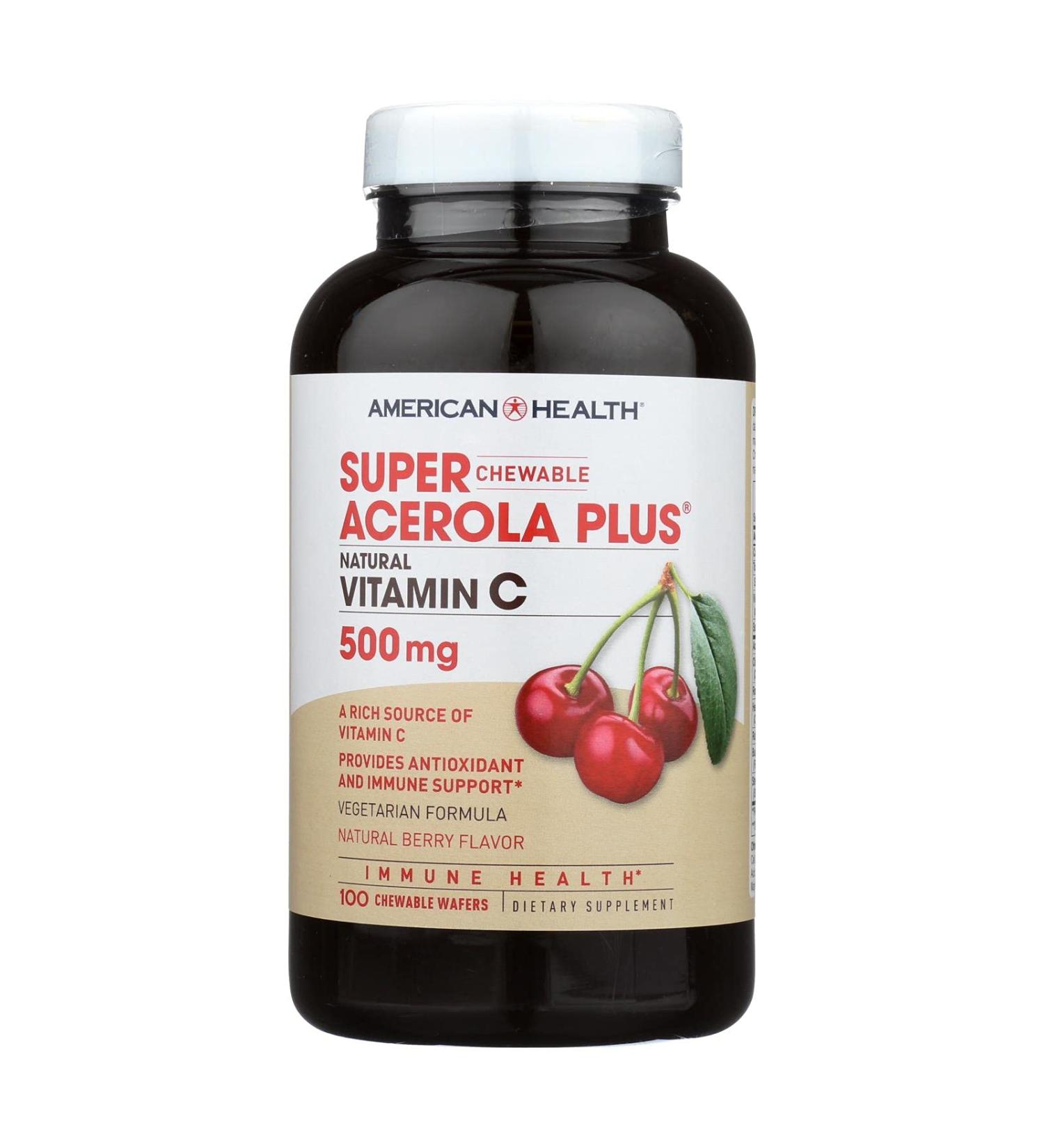 American Health Super Chewable Acerola Plus® Natural Vitamin C Berry - 500 mg - 100 Chewable Wafers