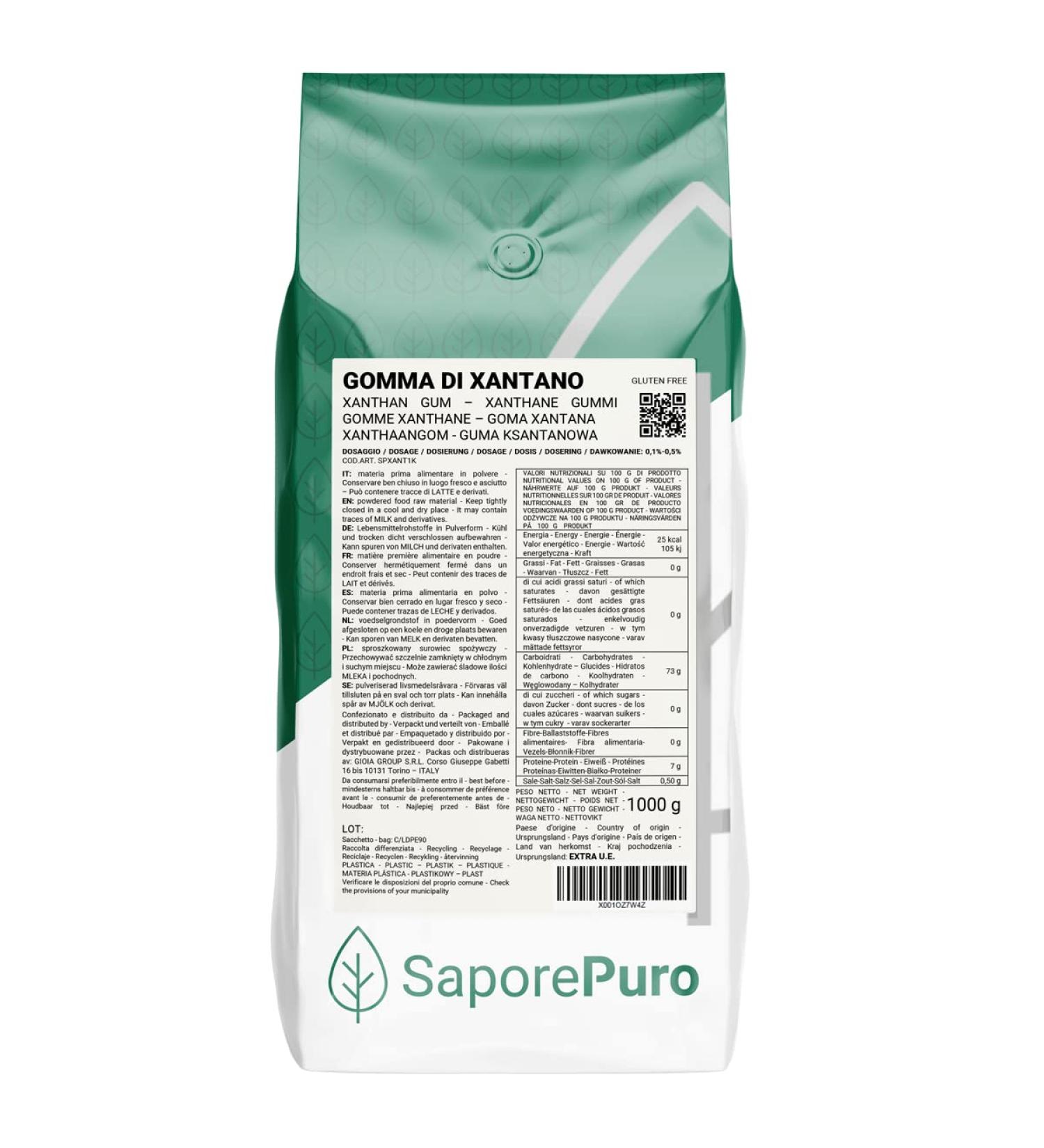 Saporepuro Xanthan Gum 1 kg - ideal for ice cream sauces toppings sorbets gels pizza tense mixologists molecular kitchen - 100% pure 1 kg (1 Pack)
