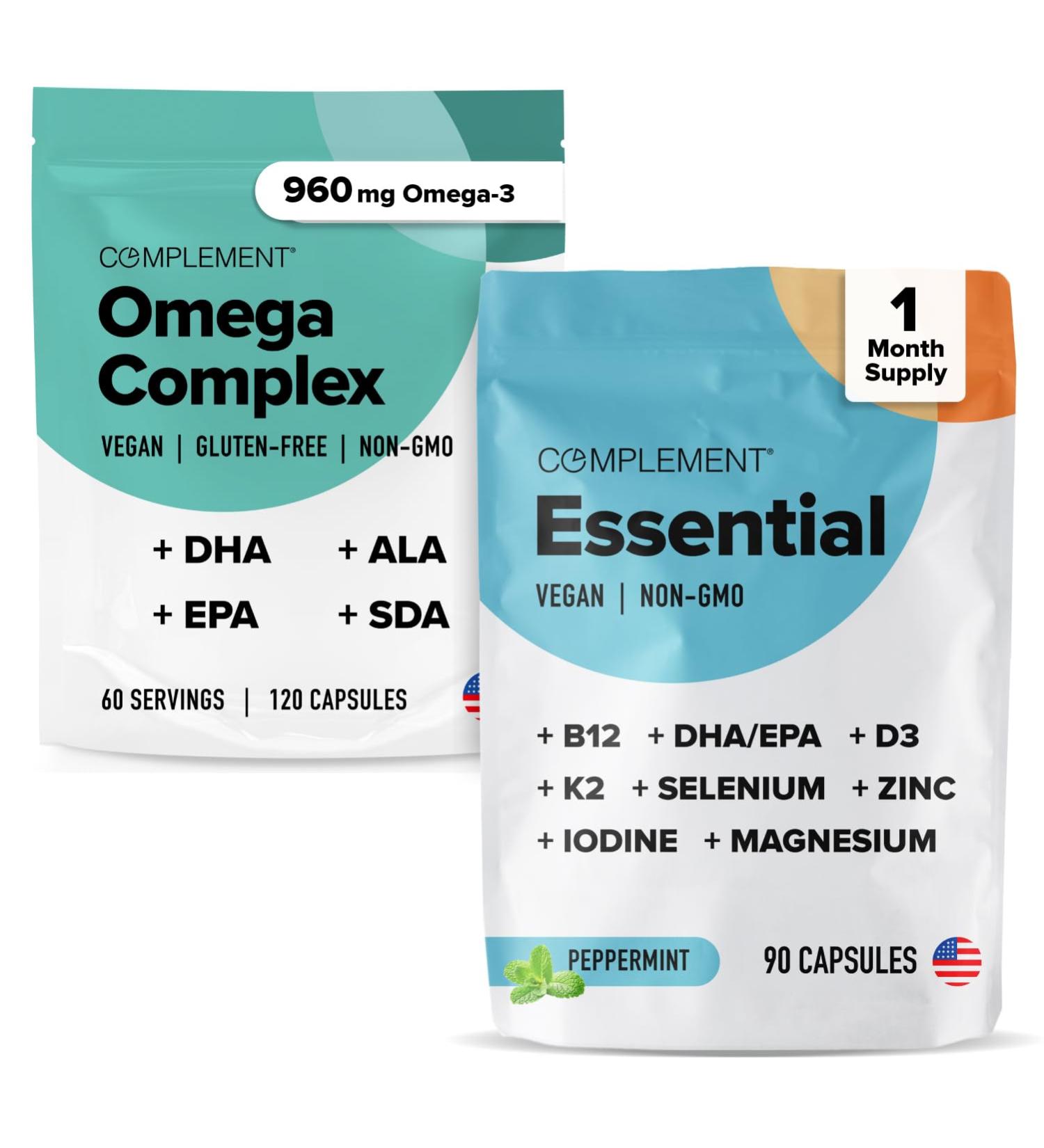 Complement Omega Complex & Essential Multivitamin Bundle Comprehensive Vegan Nutritional Support for Optimal Health and Wellness (30 Servings Each) - Buy Online on GoSupps.com
