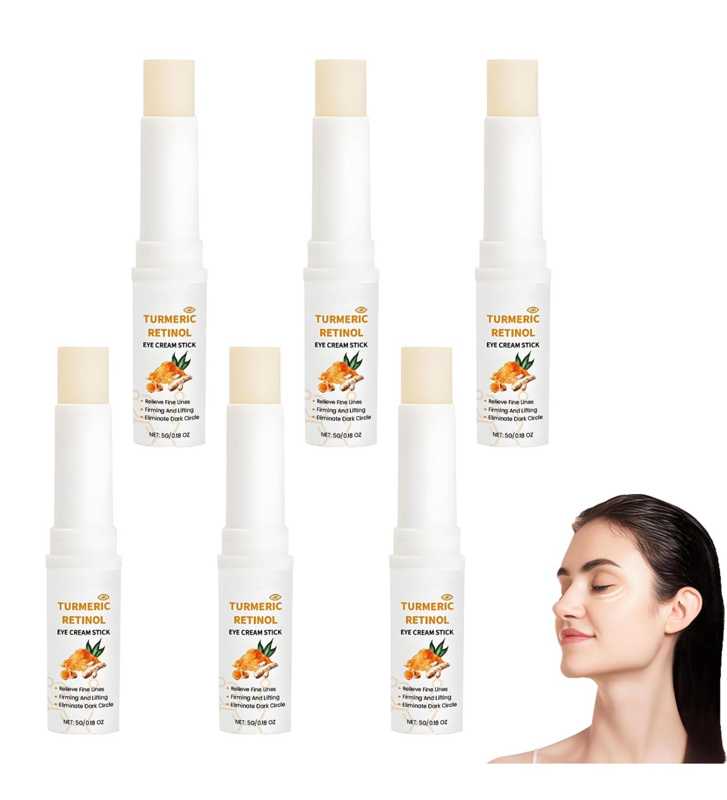 homomdy Turmeric Retinol Eye Cream Stick For Dark Circles and Puffy Eyes Anti Wrinkle Eye Cream Reduces Fine Lines Antiaging Firming and Lifting Deeply Moisturizing 6pcs - Buy Online on GoSupps.com