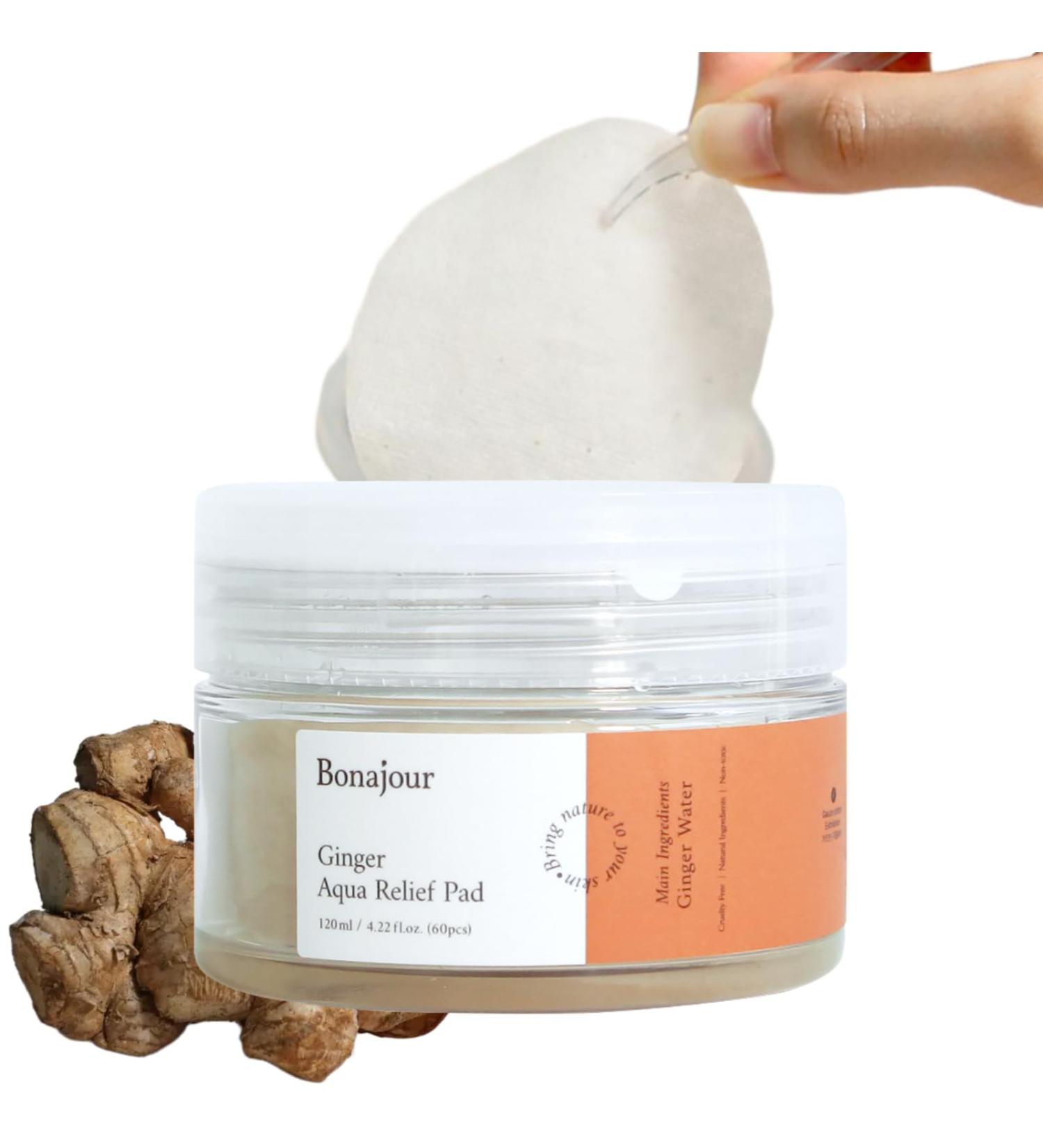  BONAJOUR Ginger Aqua Relief Toner Pad for Sensitive Skin Gentle Exfoliation and Soothing - Buy Online on GoSupps.com