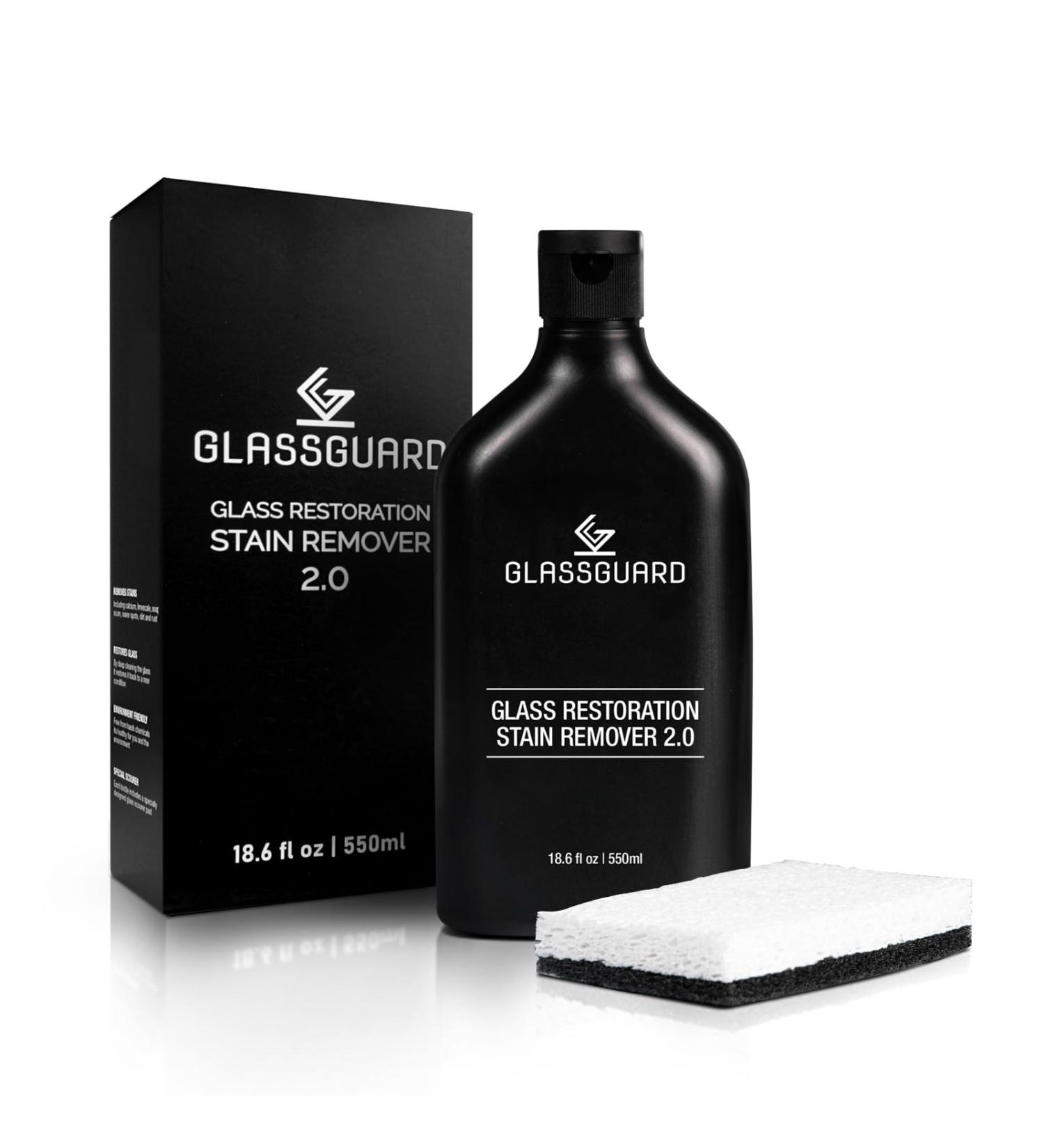 GLASSGUARD Glass Restoration Stain Remover 550ML | Hard Water Stain & Soap Scum Cleaner for Shower Doors & Windows | Includes Scouring Pad | Pack of 1 - Buy Online on GoSupps.com
